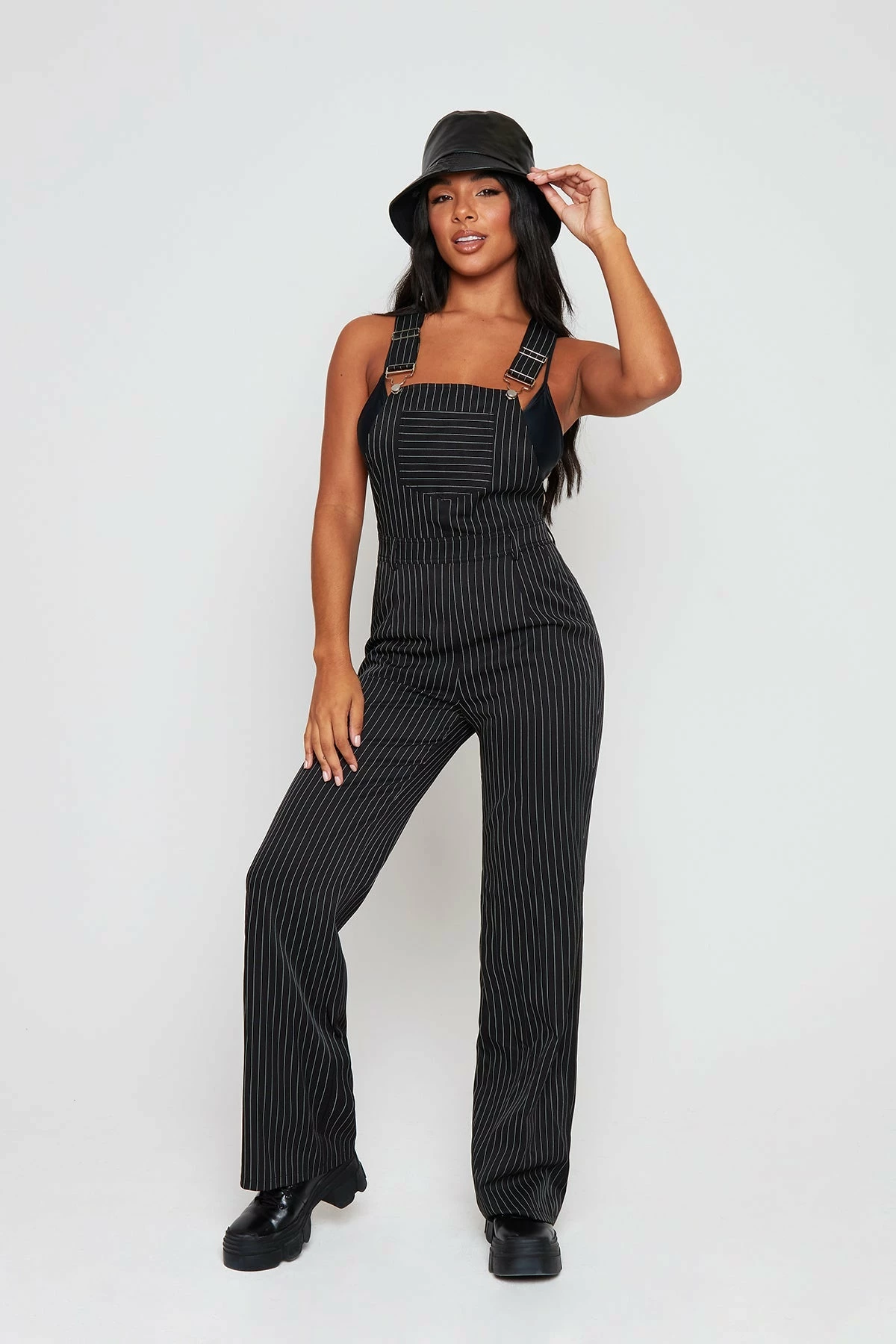 SOLADO Stripe Print Pocket Patched Buckled Jumpsuit 1 SOLADO Stripe Print Pocket Patched Buckled Jumpsuit