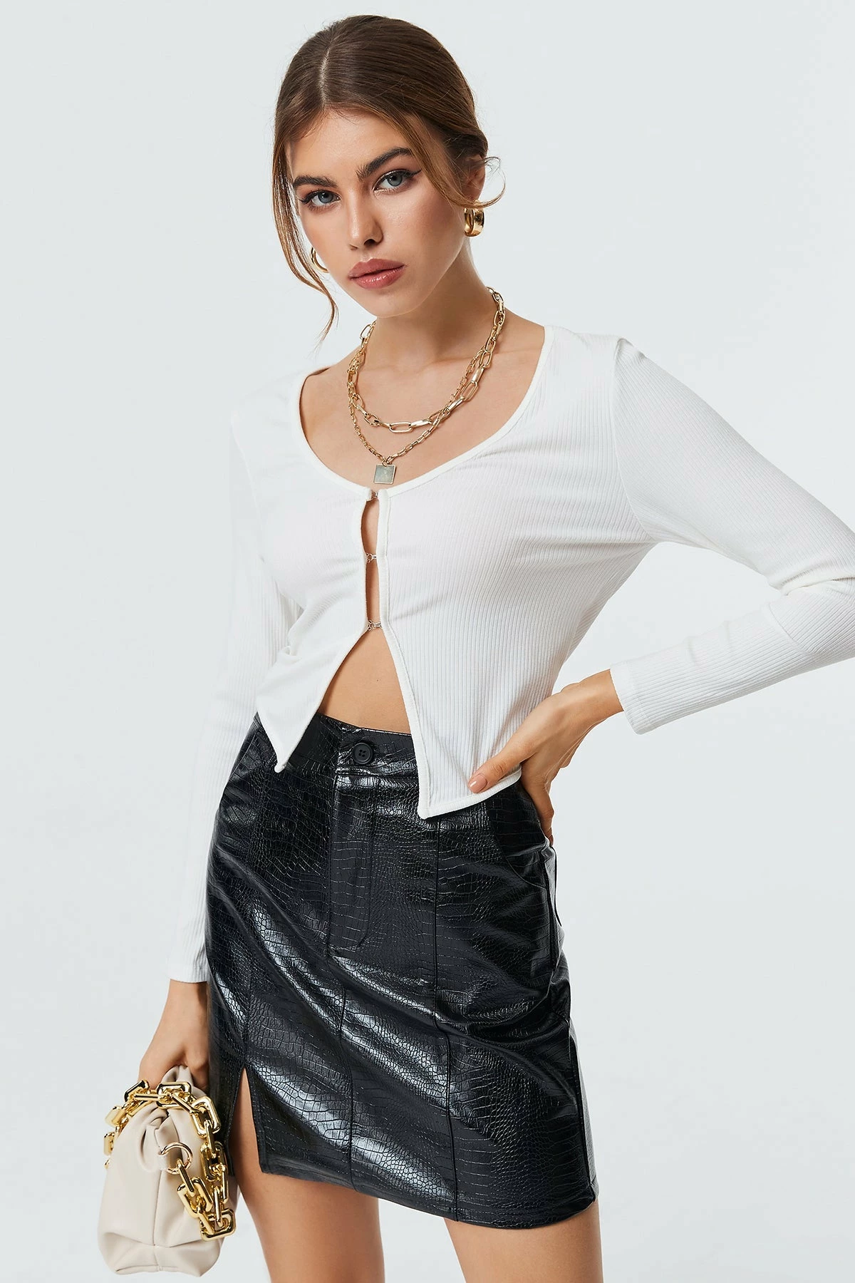Solado Button Front Solid Rib-knit Long Sleeve Blouse 7 Solado Button Front Solid Rib-knit Long Sleeve Blouse - Image 7