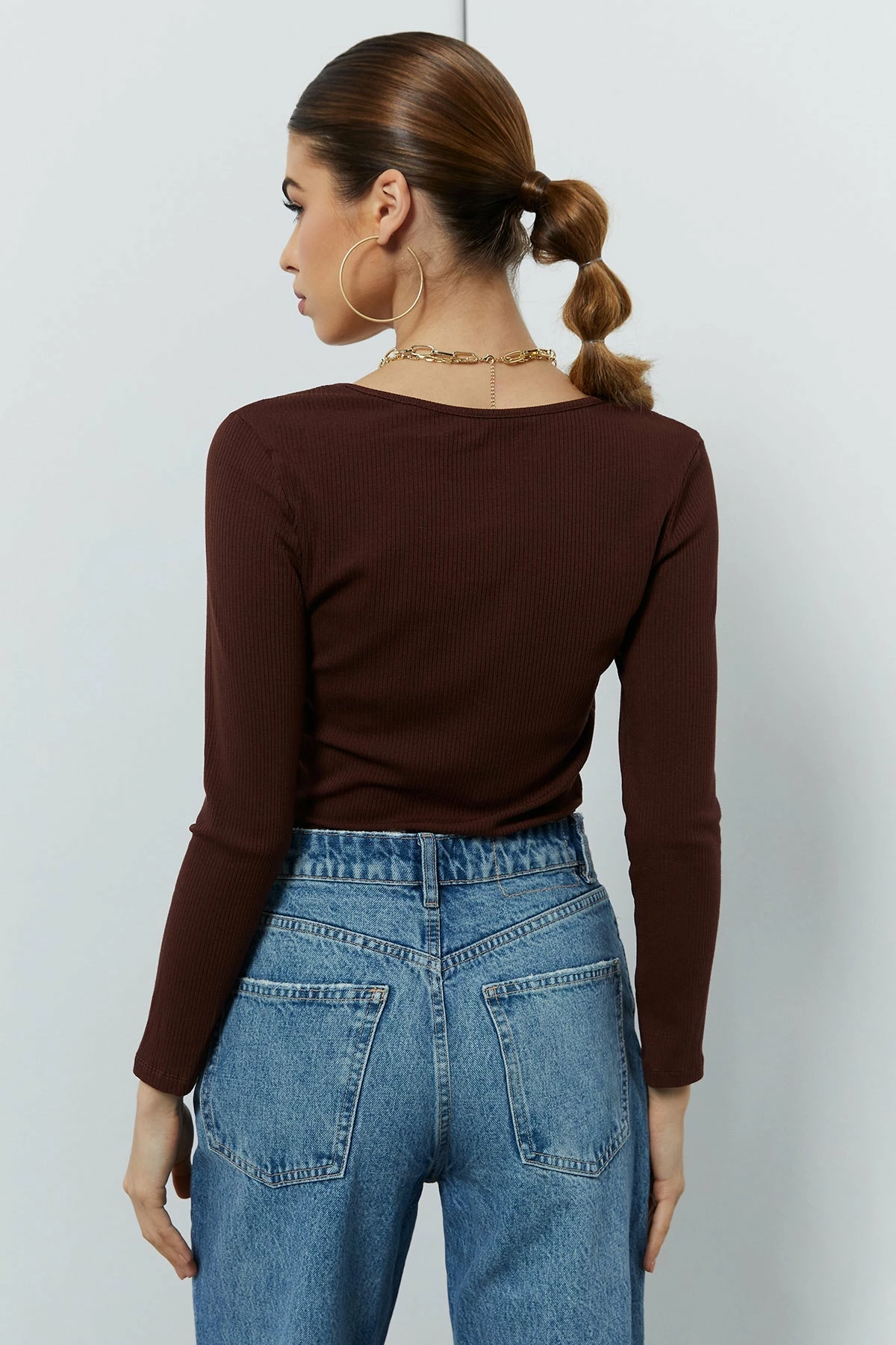 Solado Button Front Solid Rib-knit Long Sleeve Blouse 12 Solado Button Front Solid Rib-knit Long Sleeve Blouse - Image 12