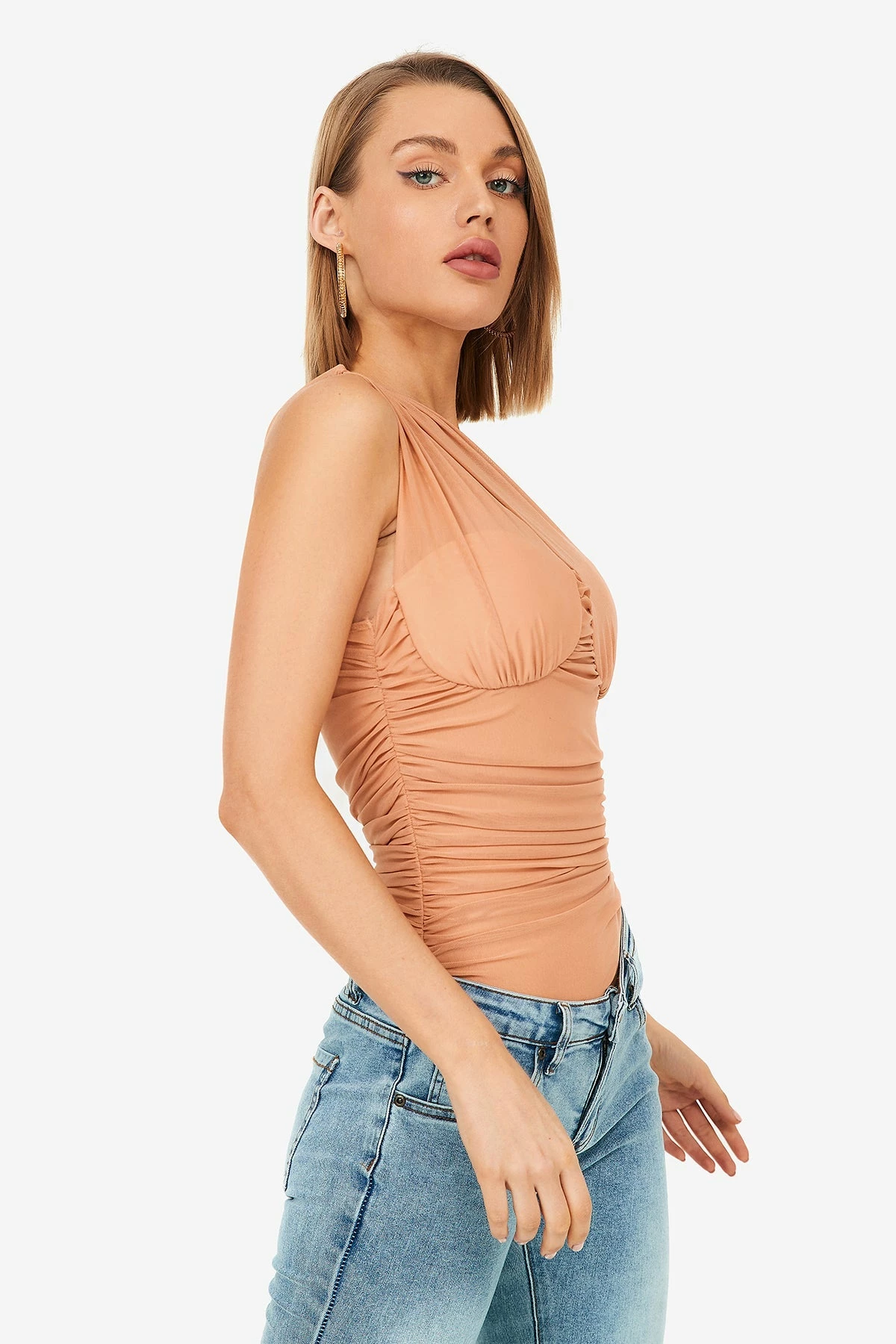 SOLADO Mesh One Shoulder Pleated Bodysuit 4 SOLADO Mesh One Shoulder Pleated Bodysuit - Image 4