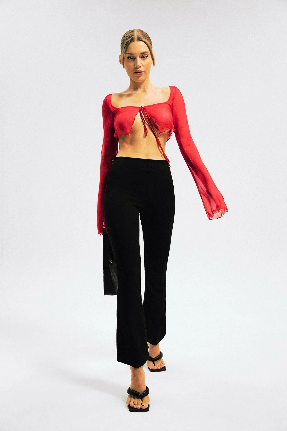 SOLADO Mesh Tie Front Flare Long Sleeve Top 13 SOLADO Mesh Tie Front Flare Long Sleeve Top - Image 13