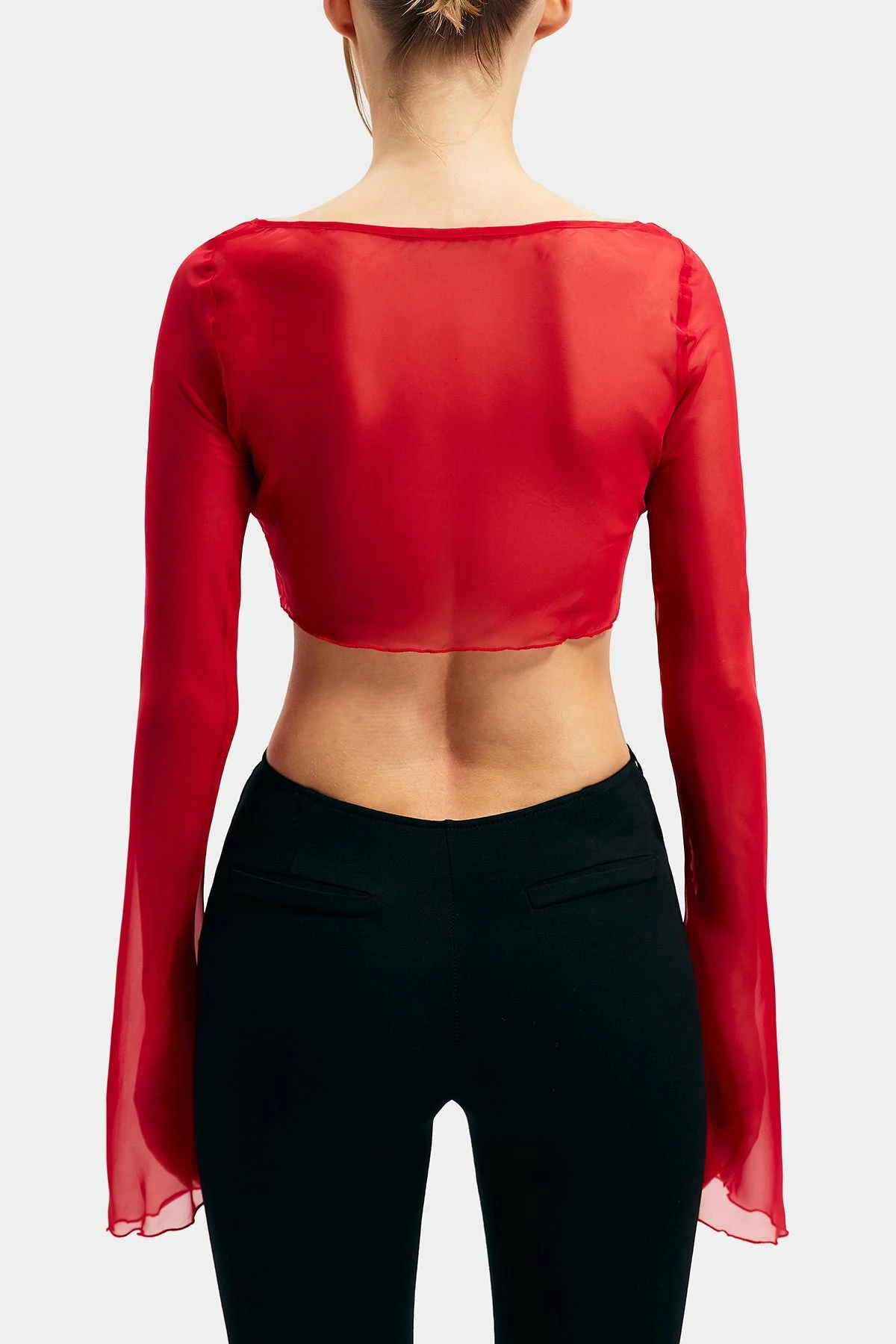 SOLADO Mesh Tie Front Flare Long Sleeve Top 15 SOLADO Mesh Tie Front Flare Long Sleeve Top - Image 15