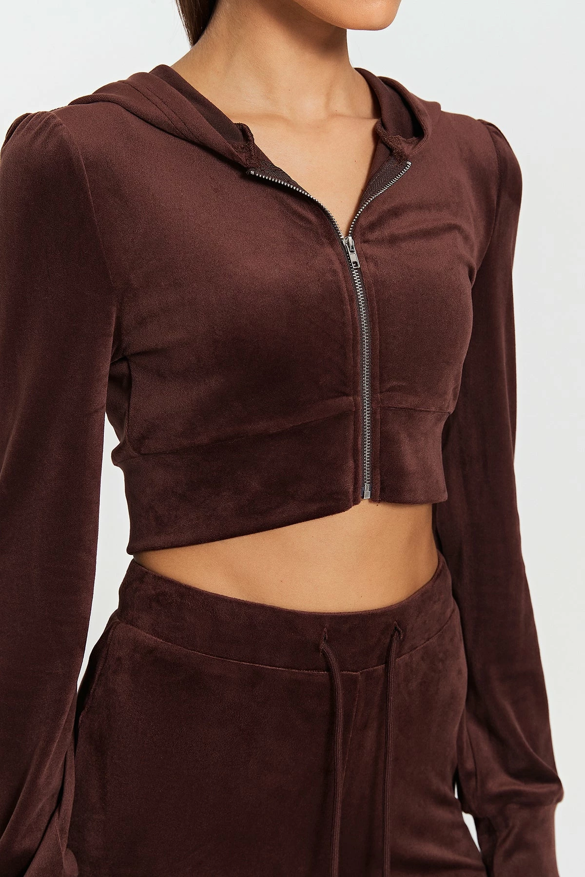 SOLADO Velvet Zipper Front Hooded Long Sleeve Cardigan 12 SOLADO Velvet Zipper Front Hooded Long Sleeve Cardigan - Image 12