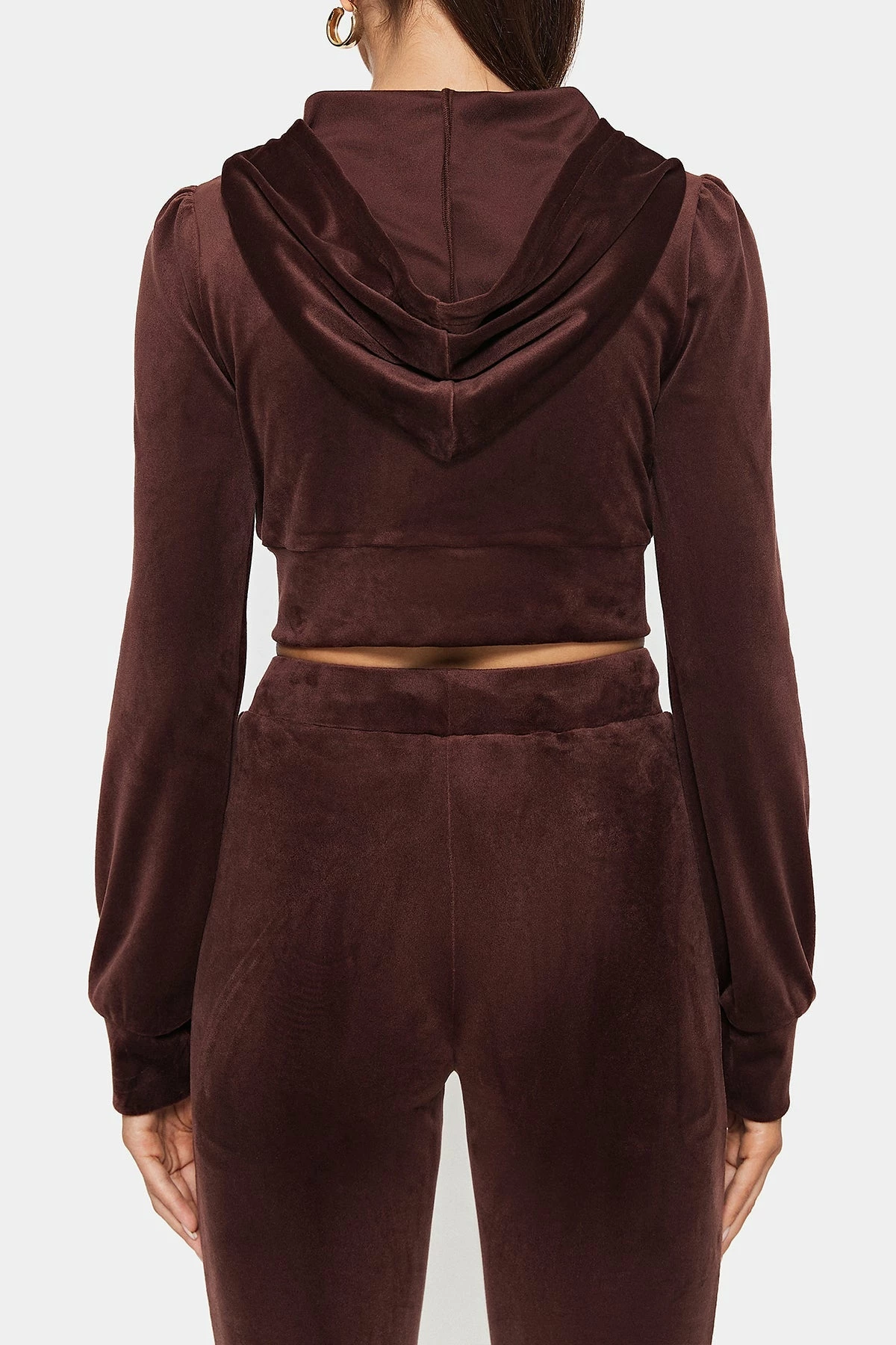 SOLADO Velvet Zipper Front Hooded Long Sleeve Cardigan 14 SOLADO Velvet Zipper Front Hooded Long Sleeve Cardigan - Image 14