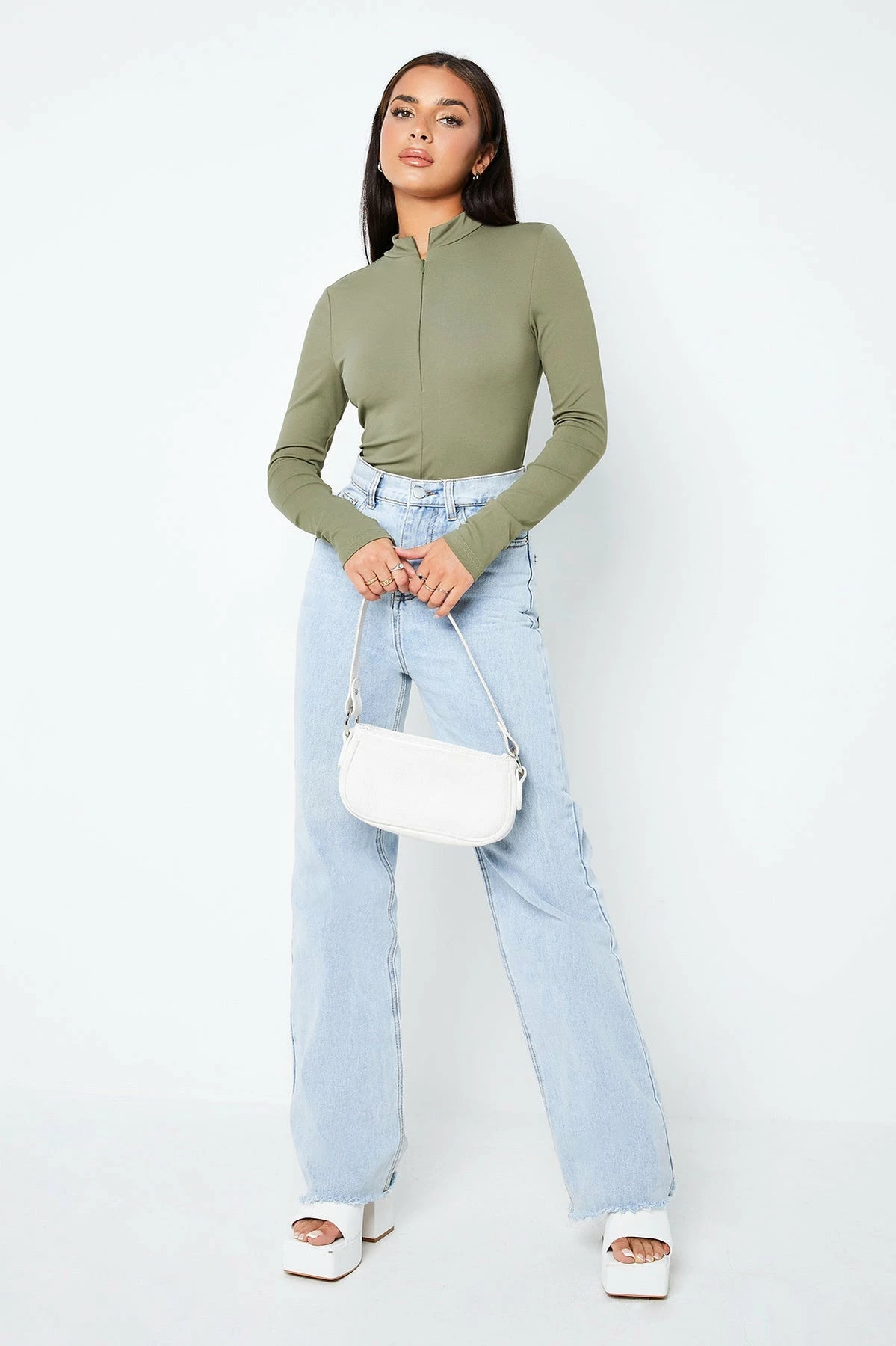 SOLADO Mock Neck Zipper Front Long Sleeve Bodysuit 4 SOLADO Mock Neck Zipper Front Long Sleeve Bodysuit - Image 4