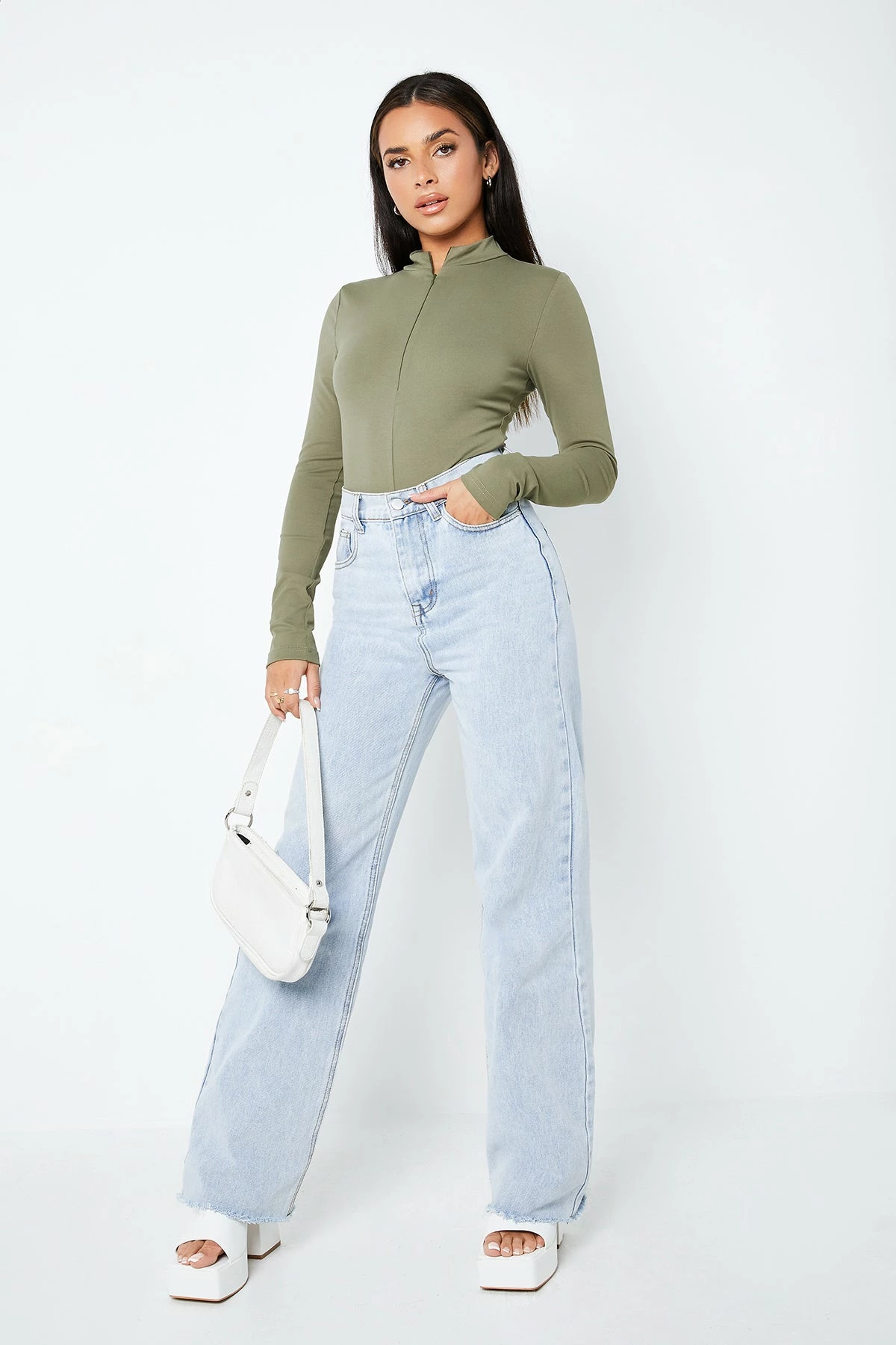 SOLADO Mock Neck Zipper Front Long Sleeve Bodysuit 5 SOLADO Mock Neck Zipper Front Long Sleeve Bodysuit - Image 5