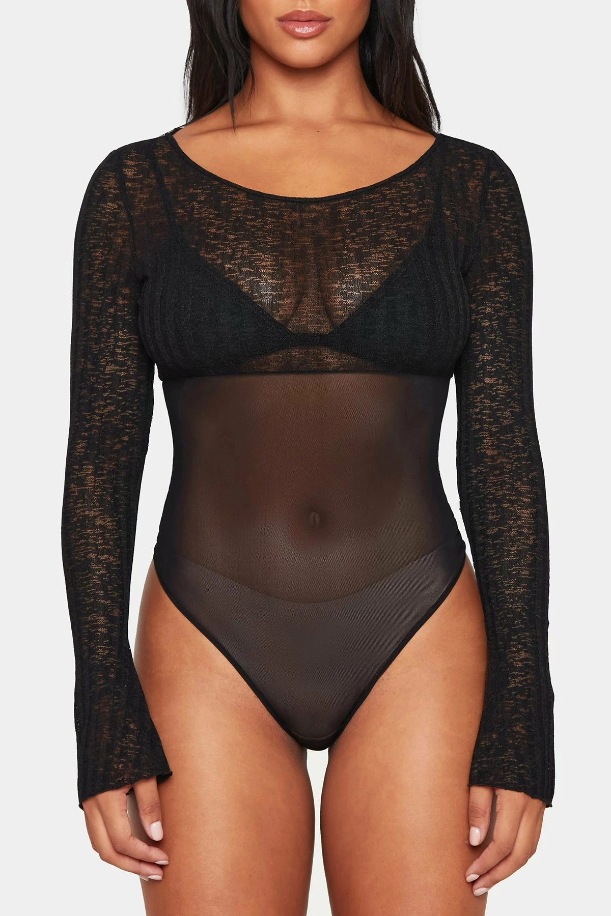 SOLADO Mesh Splicing Flared Sleeve Bodysuit 6 SOLADO Mesh Splicing Flared Sleeve Bodysuit - Image 6