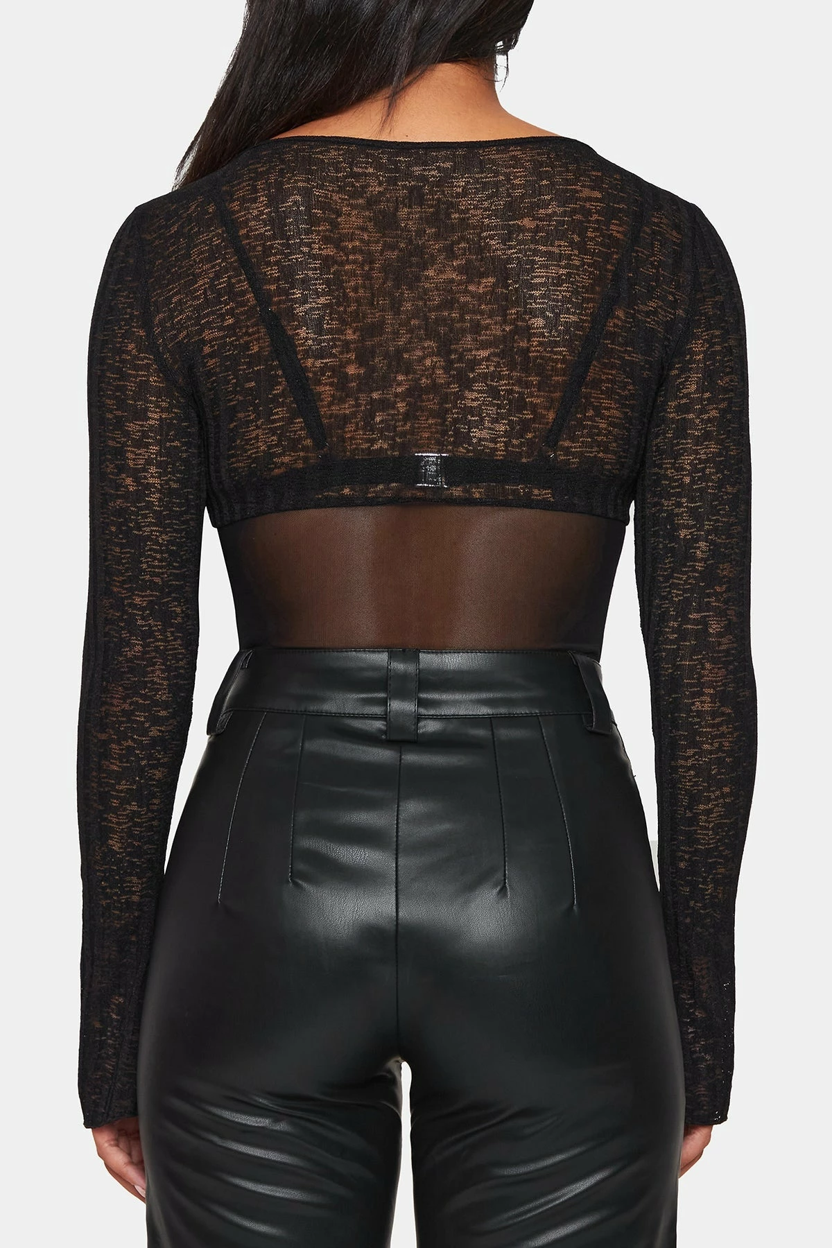 SOLADO Mesh Splicing Flared Sleeve Bodysuit 7 SOLADO Mesh Splicing Flared Sleeve Bodysuit - Image 7