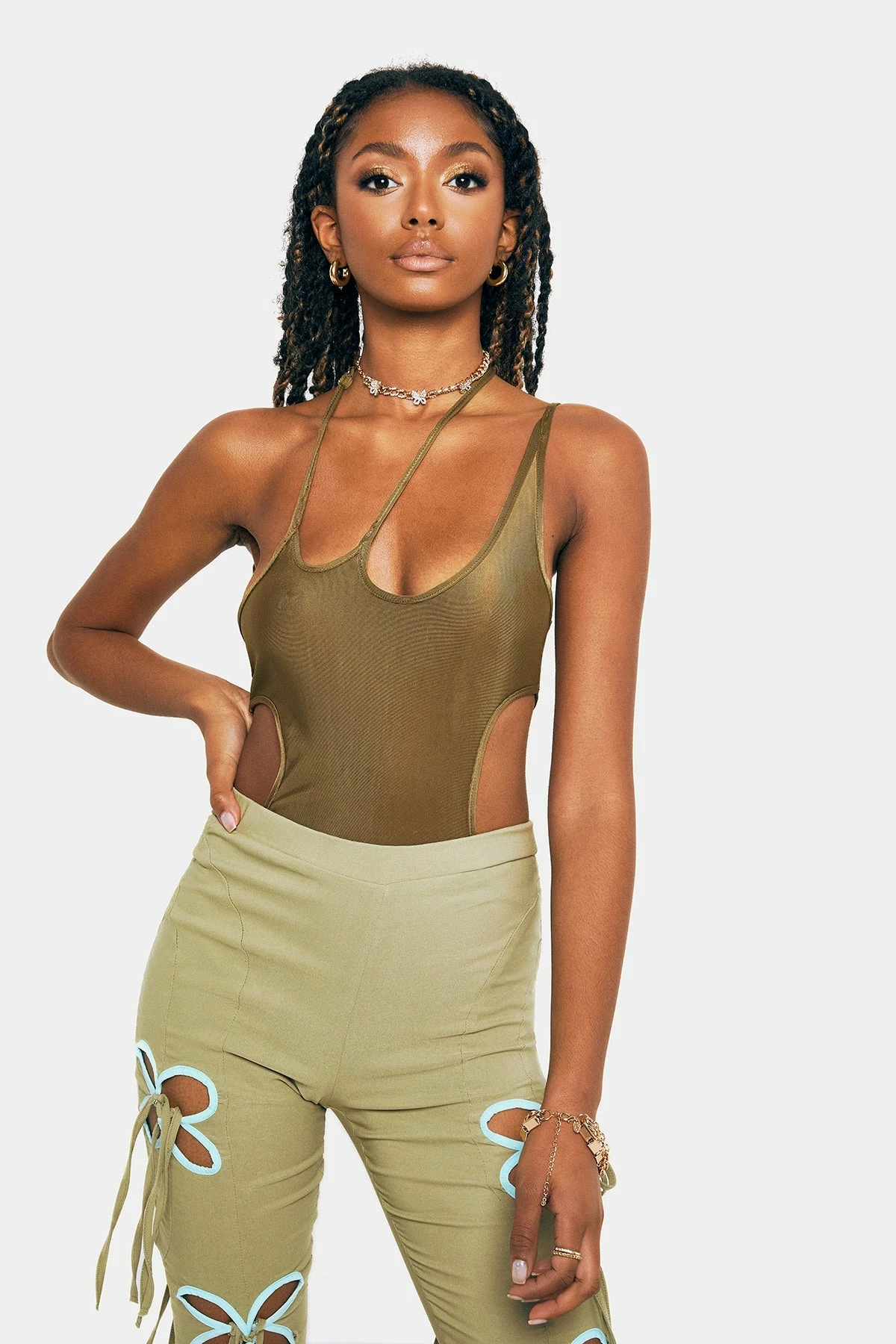 SOLADO Halter Neck One Shoulder Cut Out Backless Bodysuit 3 SOLADO Halter Neck One Shoulder Cut Out Backless Bodysuit - Image 3