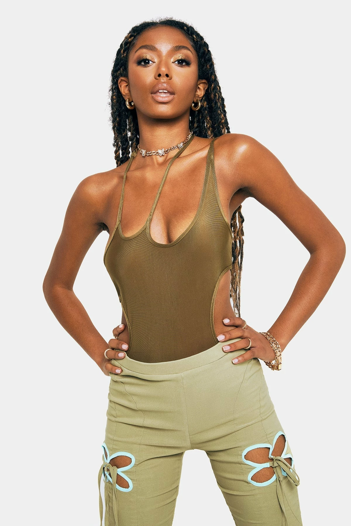 SOLADO Halter Neck One Shoulder Cut Out Backless Bodysuit 1 SOLADO Halter Neck One Shoulder Cut Out Backless Bodysuit