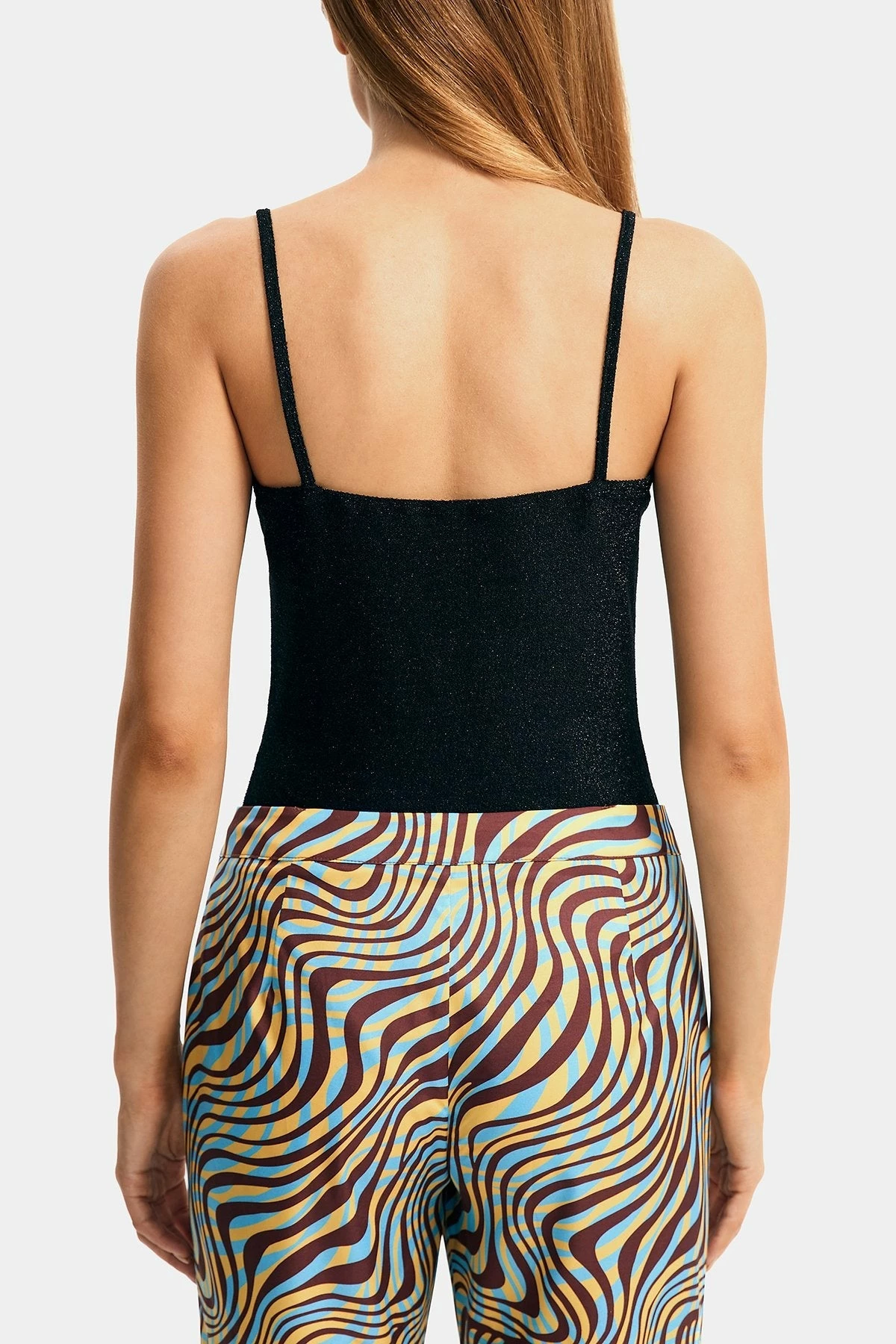 Solado Lurex Notched Neck Backless Cami Solid Bodysuit - Image 7