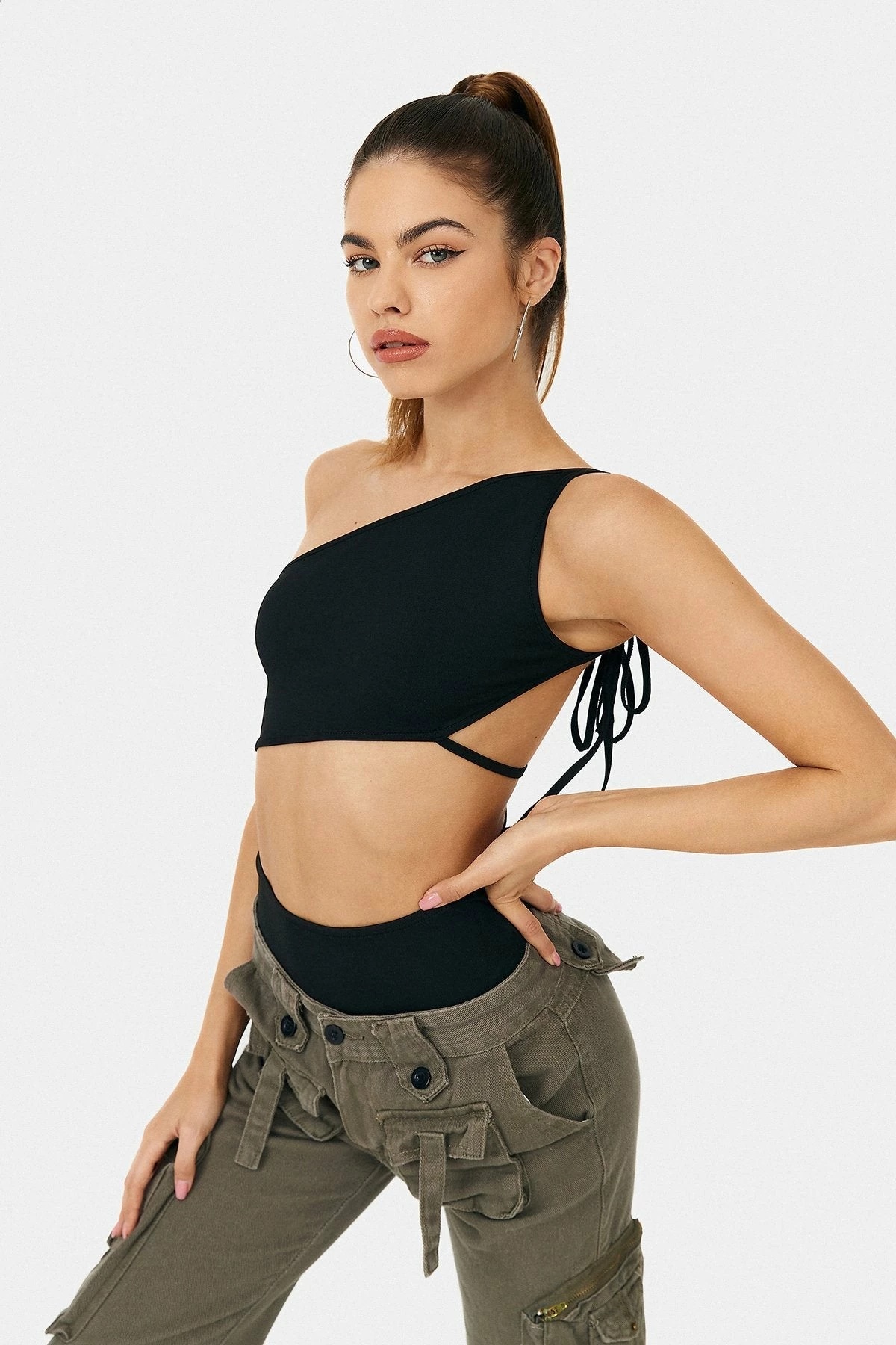 SOLADO Cut Out Lace Up Backless One Shoulder Bodysuit 5 SOLADO Cut Out Lace Up Backless One Shoulder Bodysuit - Image 5