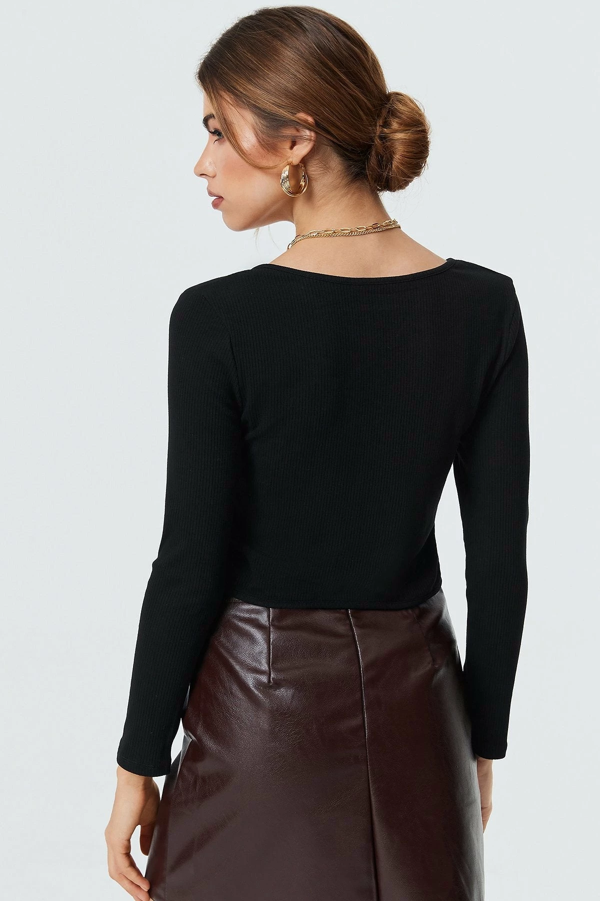 Solado Button Front Solid Rib-knit Long Sleeve Blouse 5 Solado Button Front Solid Rib-knit Long Sleeve Blouse - Image 5