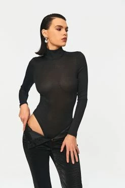 SOLADO High Neck Glitter Long Sleeve Bodysuit