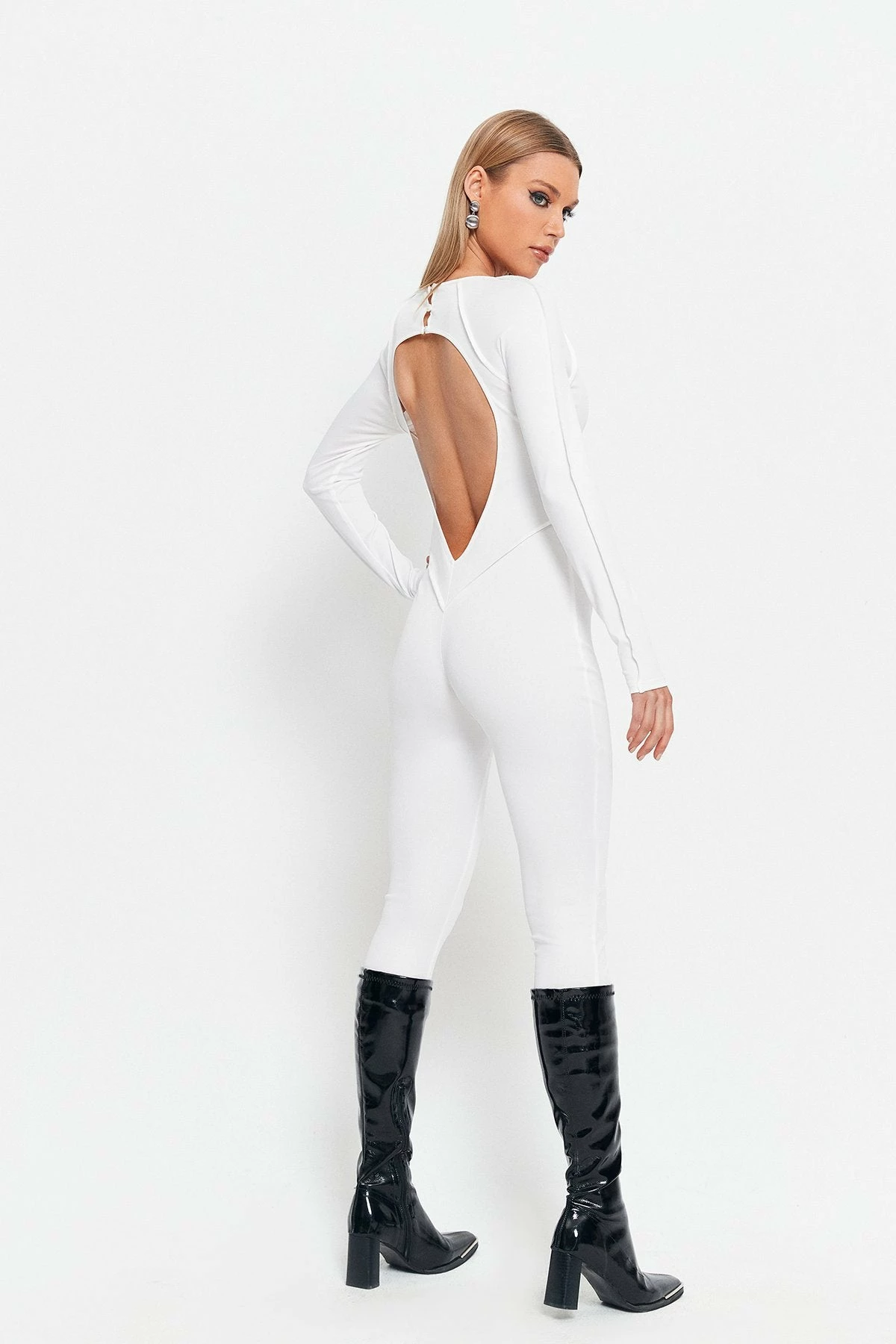 SOLADO Open Back Seam Detail Long Sleeve Jumpsuit - Image 5