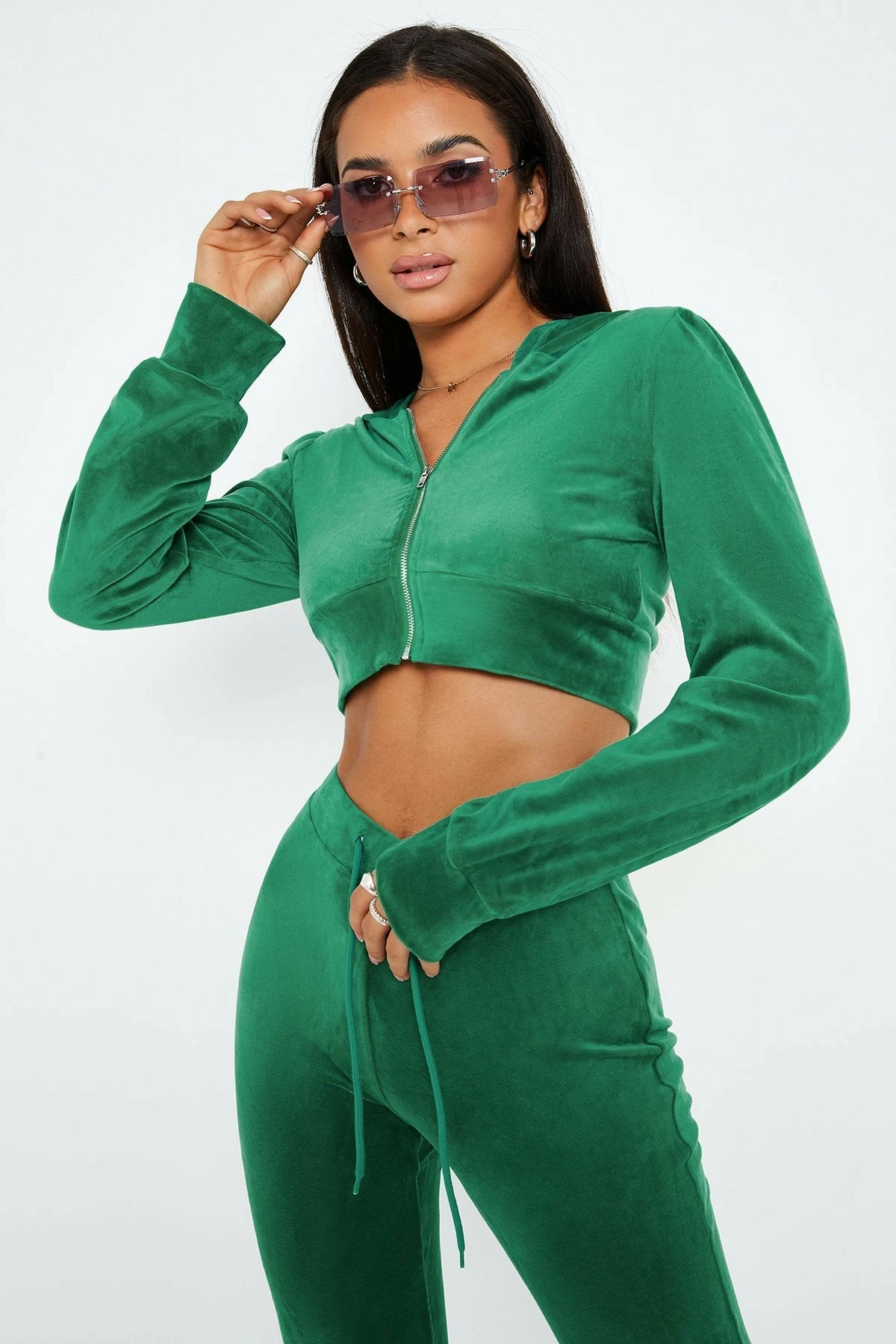 SOLADO Velvet Zipper Front Hooded Long Sleeve Cardigan 2 SOLADO Velvet Zipper Front Hooded Long Sleeve Cardigan - Image 2