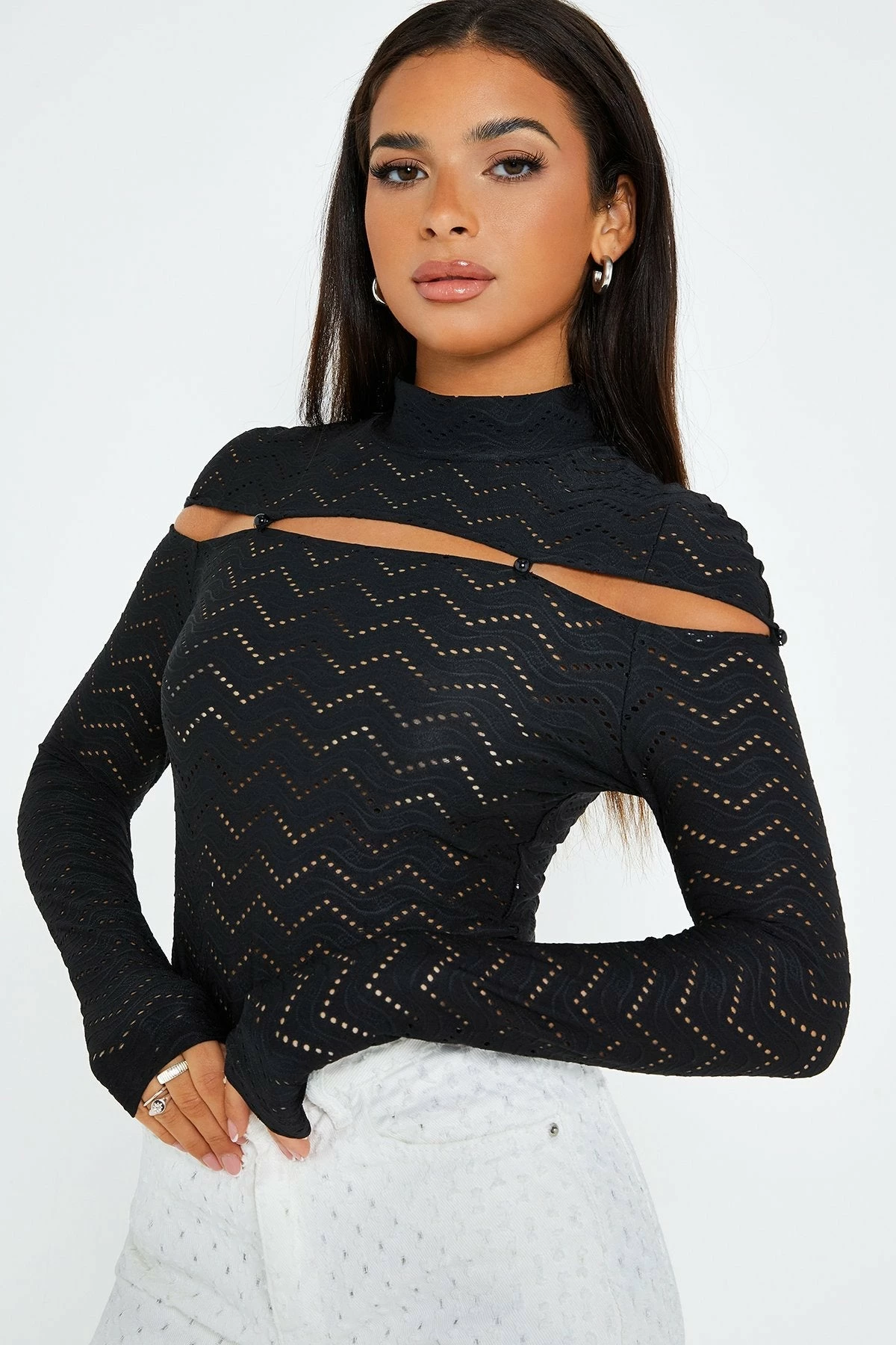 SOLADO Mock Neck Cut Out Long Sleeve Bodysuit 2 SOLADO Mock Neck Cut Out Long Sleeve Bodysuit - Image 2