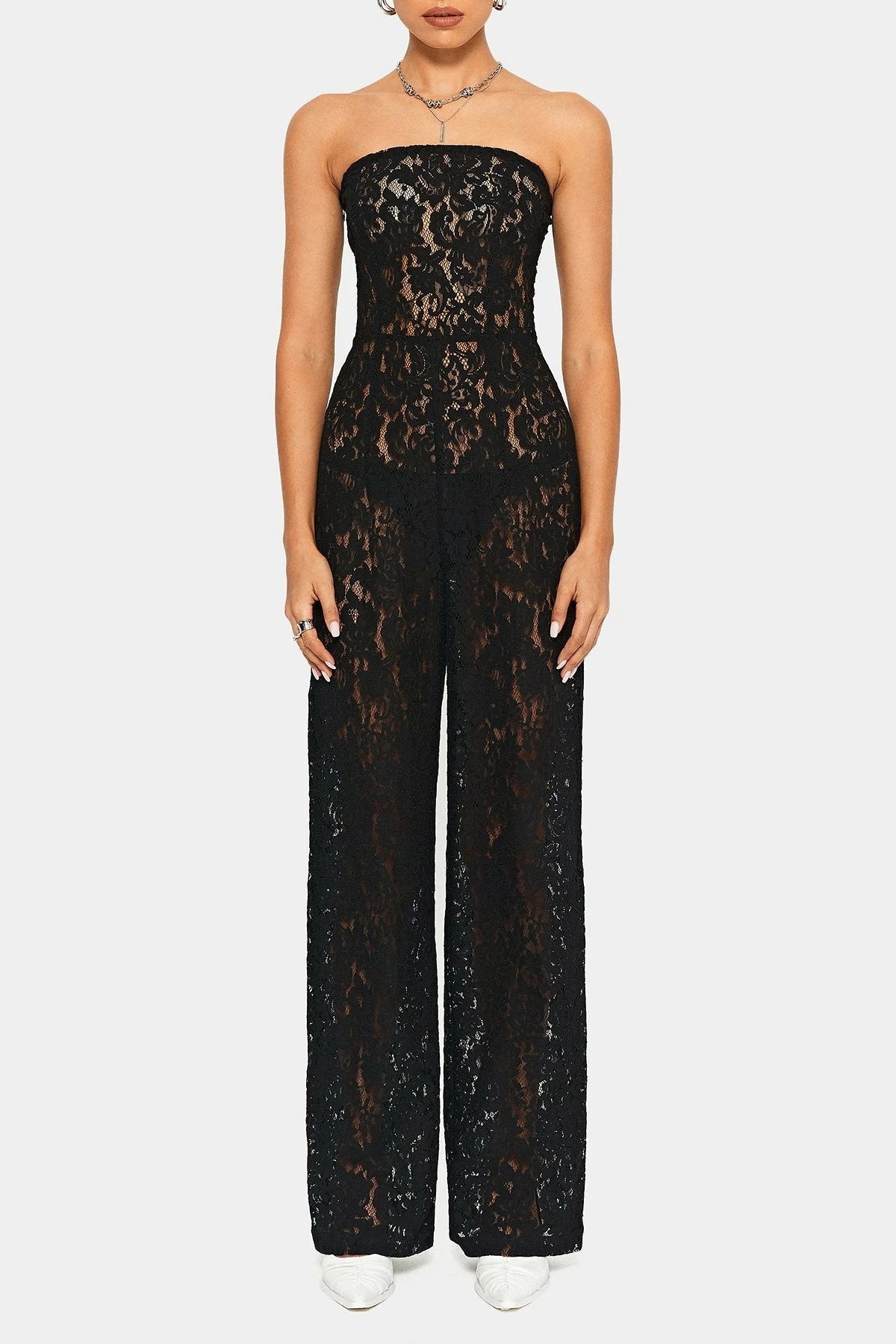 SOLADO Off Shoulder Floral Lace Jumpsuit Without Panty 6 SOLADO Off Shoulder Floral Lace Jumpsuit Without Panty - Image 6
