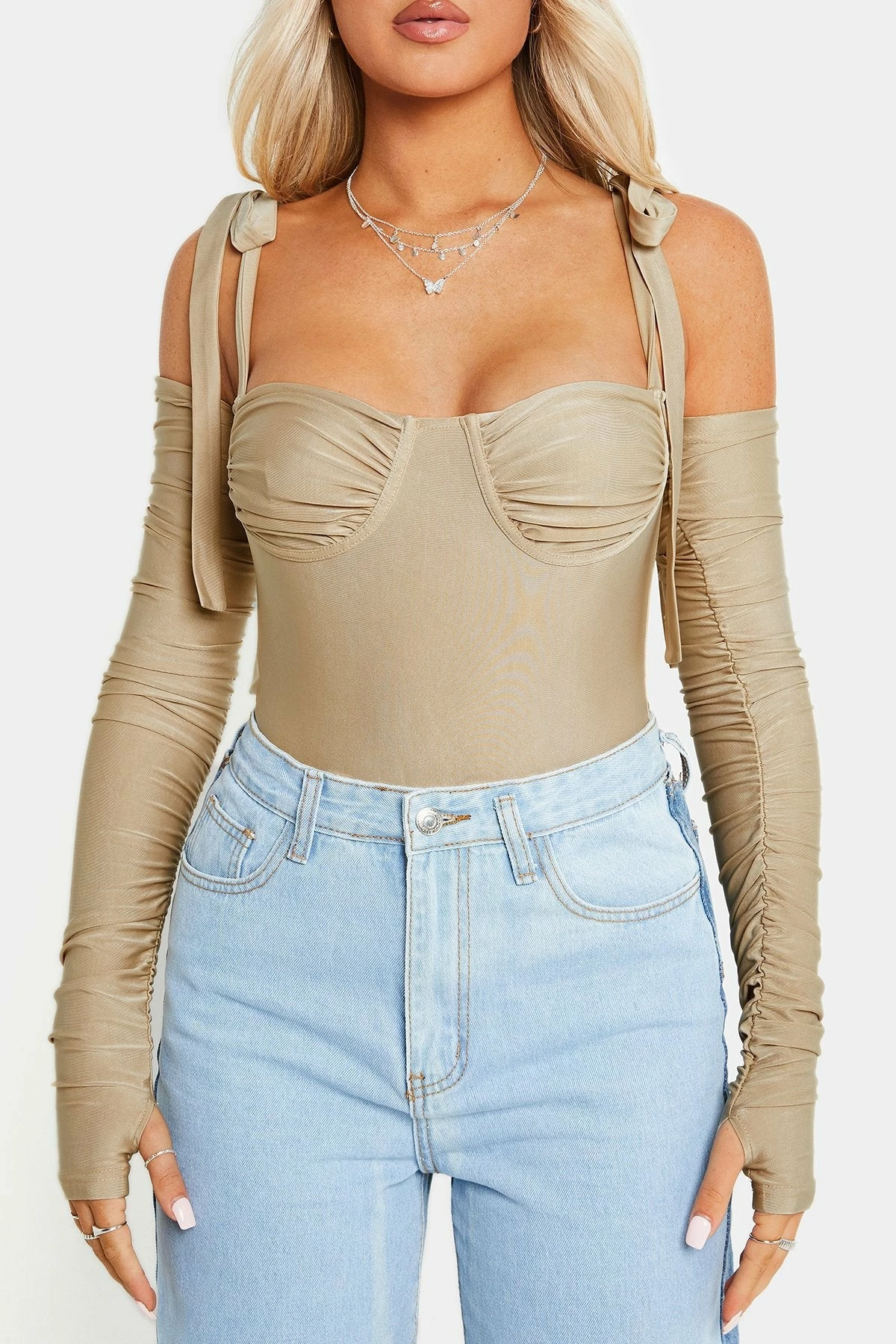SOLADO Cold Shoulder Tie Strap Long Sleeve Bodysuit 6 SOLADO Cold Shoulder Tie Strap Long Sleeve Bodysuit - Image 6