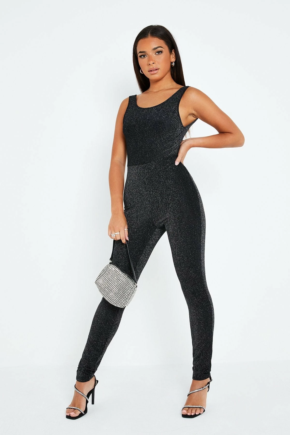 SOLADO Lurex Open Back Sleeveless Solid Jumpsuit 2 SOLADO Lurex Open Back Sleeveless Solid Jumpsuit - Image 2