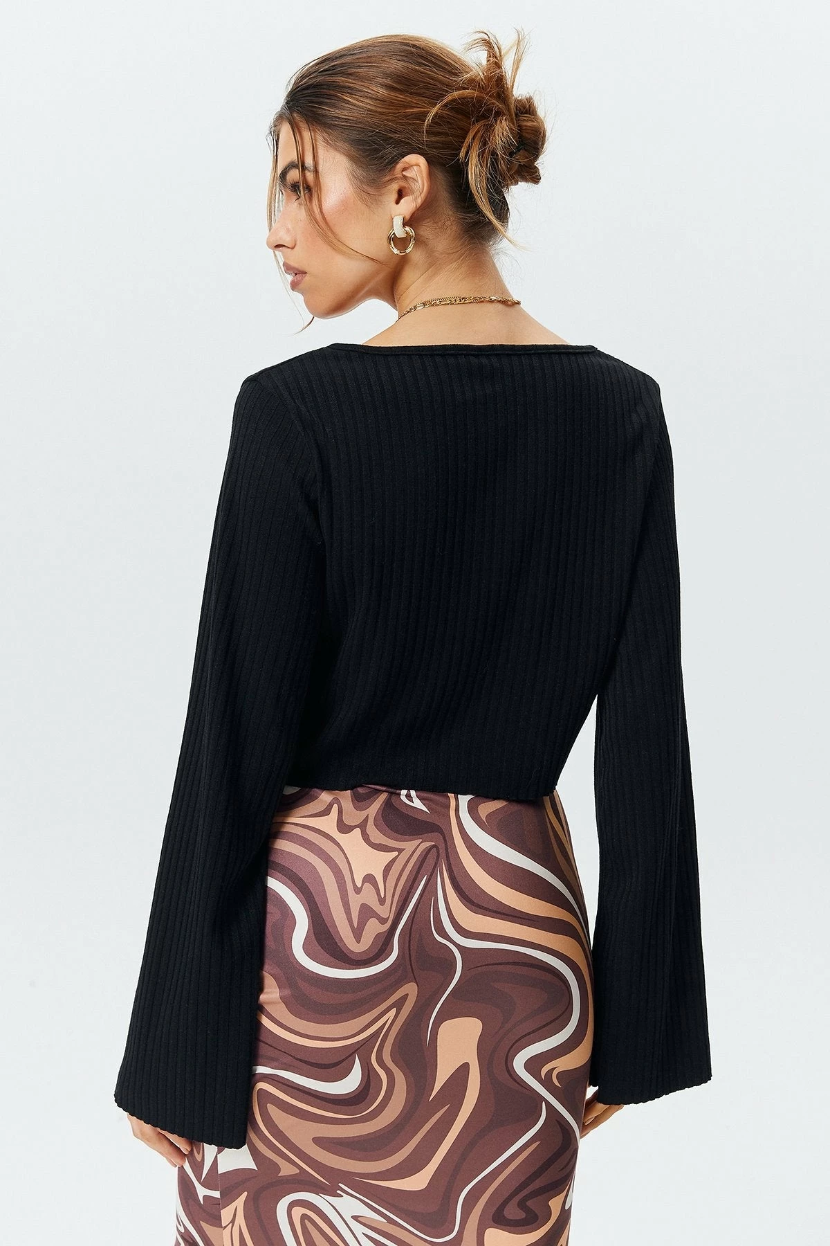 Solado Crop Ribbed Zipper Front Long Sleeve Blouse - Image 2