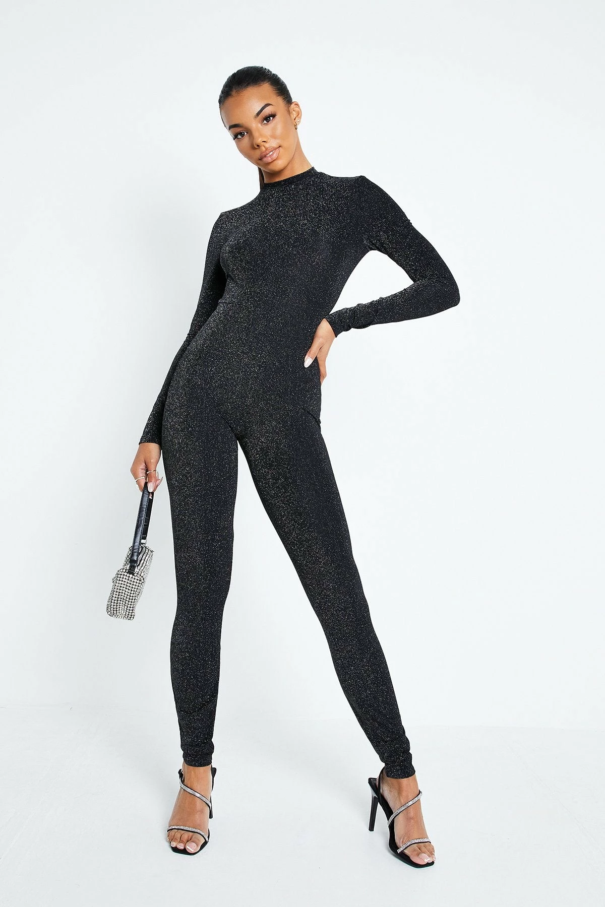SOLADO Mock Neck Lurex Long Sleeve Bodycon Jumpsuit 3 SOLADO Mock Neck Lurex Long Sleeve Bodycon Jumpsuit - Image 3