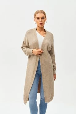 Solado Open Front Ribbed Knit Long Sleeve Cardigan
