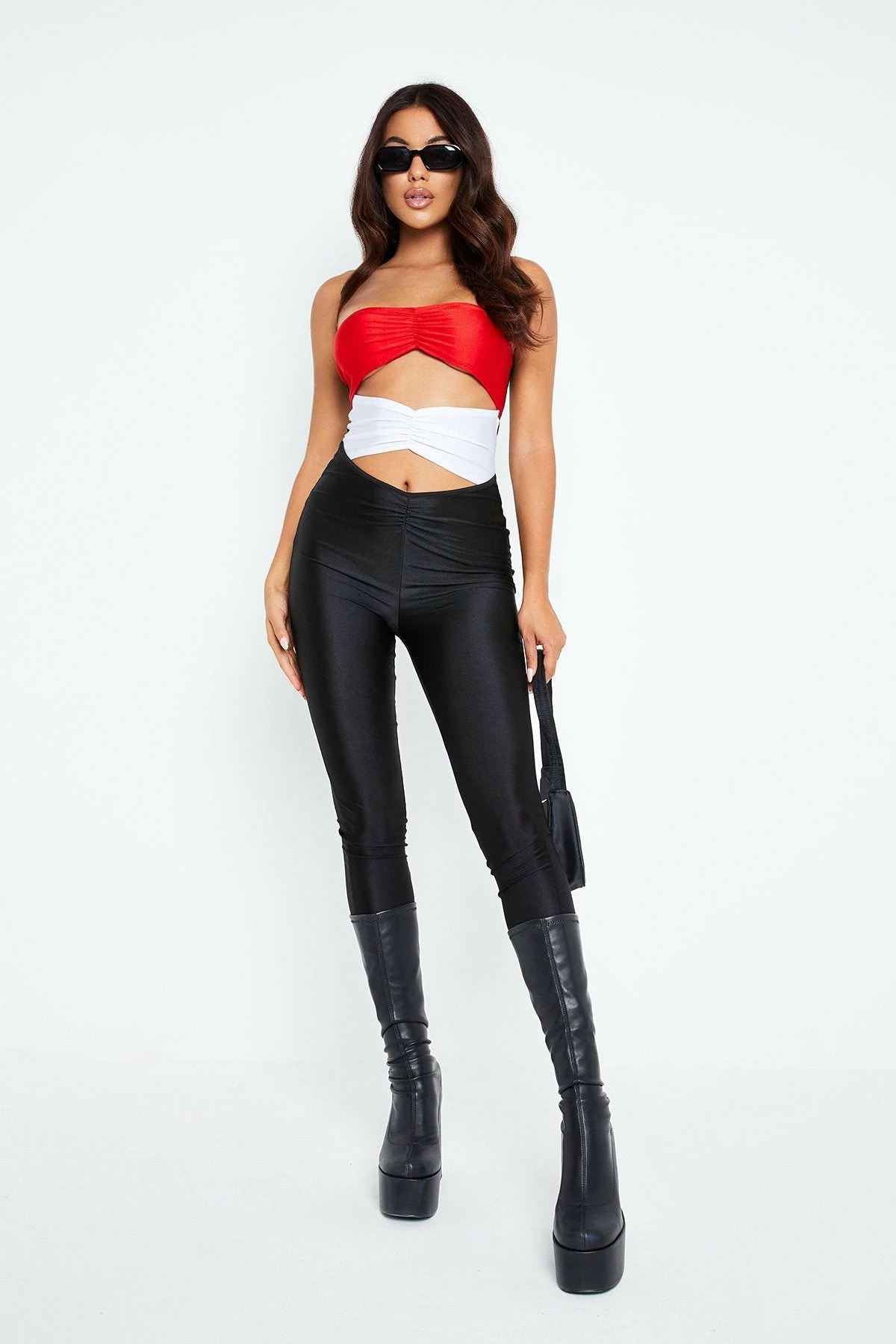 Solado Off Shoulder Cut Out Ruched Colorblock Jumpsuit 2 Solado Off Shoulder Cut Out Ruched Colorblock Jumpsuit - Image 2