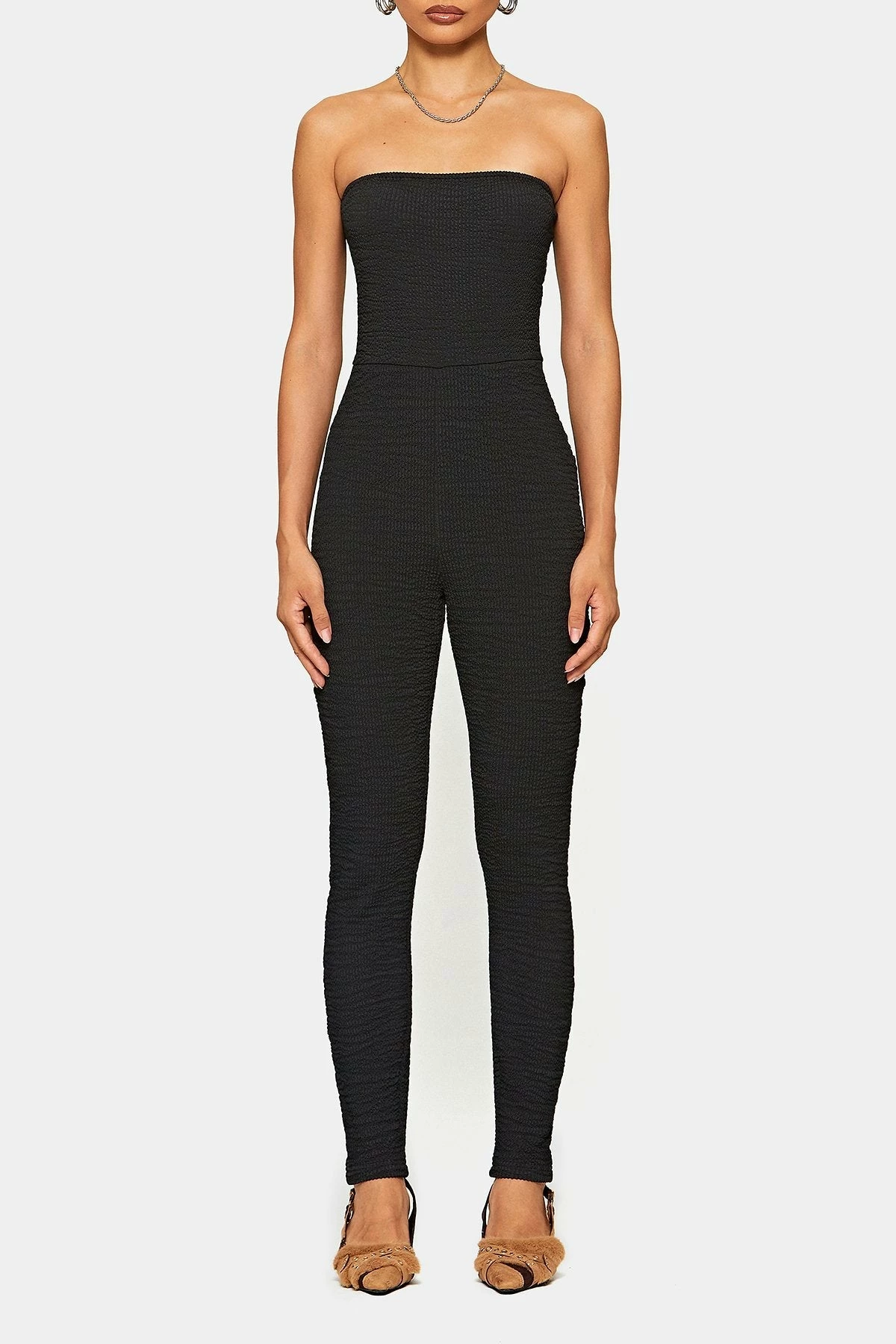 SOLADO Off Shoulder Textured Bodycon Skinny Jumpsuit 6 SOLADO Off Shoulder Textured Bodycon Skinny Jumpsuit - Image 6