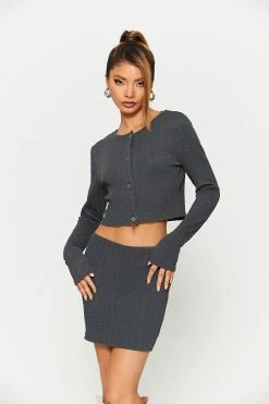 SOLADO Button Front Textured Long Sleeve Solid Cardigan