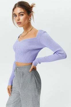 Solado Plunge Neck Ribbed Knit Sweater