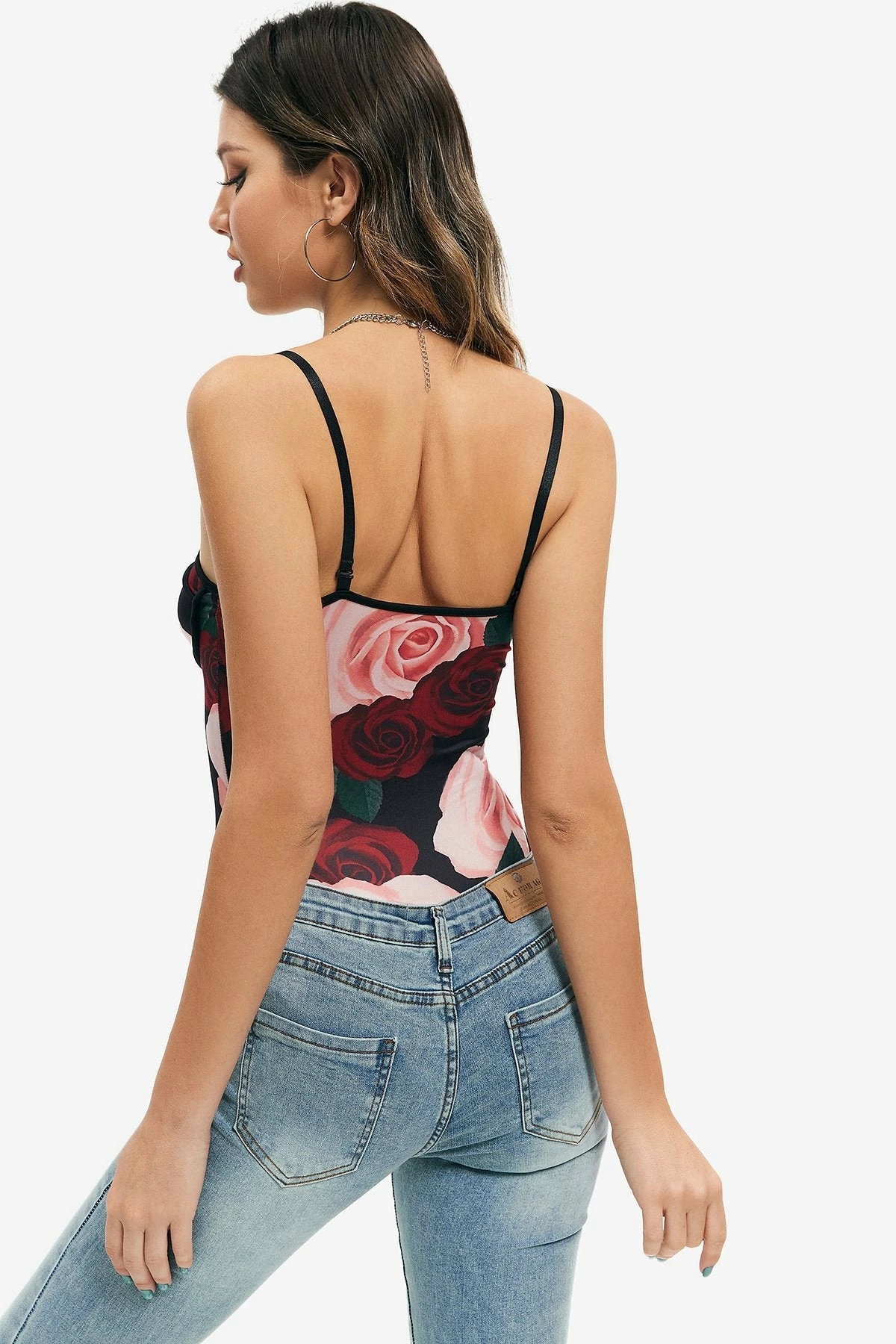 Solado Floral Print Plunging Neck Backless Bodysuit 2 Solado Floral Print Plunging Neck Backless Bodysuit - Image 2