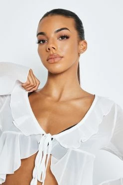 Solado Plunging Neck Tie Front Frill Trim Mesh Cardigan Without Bra -SOLADO shop jpeg 333ebe09 8585 4d38 becd 707e2f4b2ca1 1800x1800