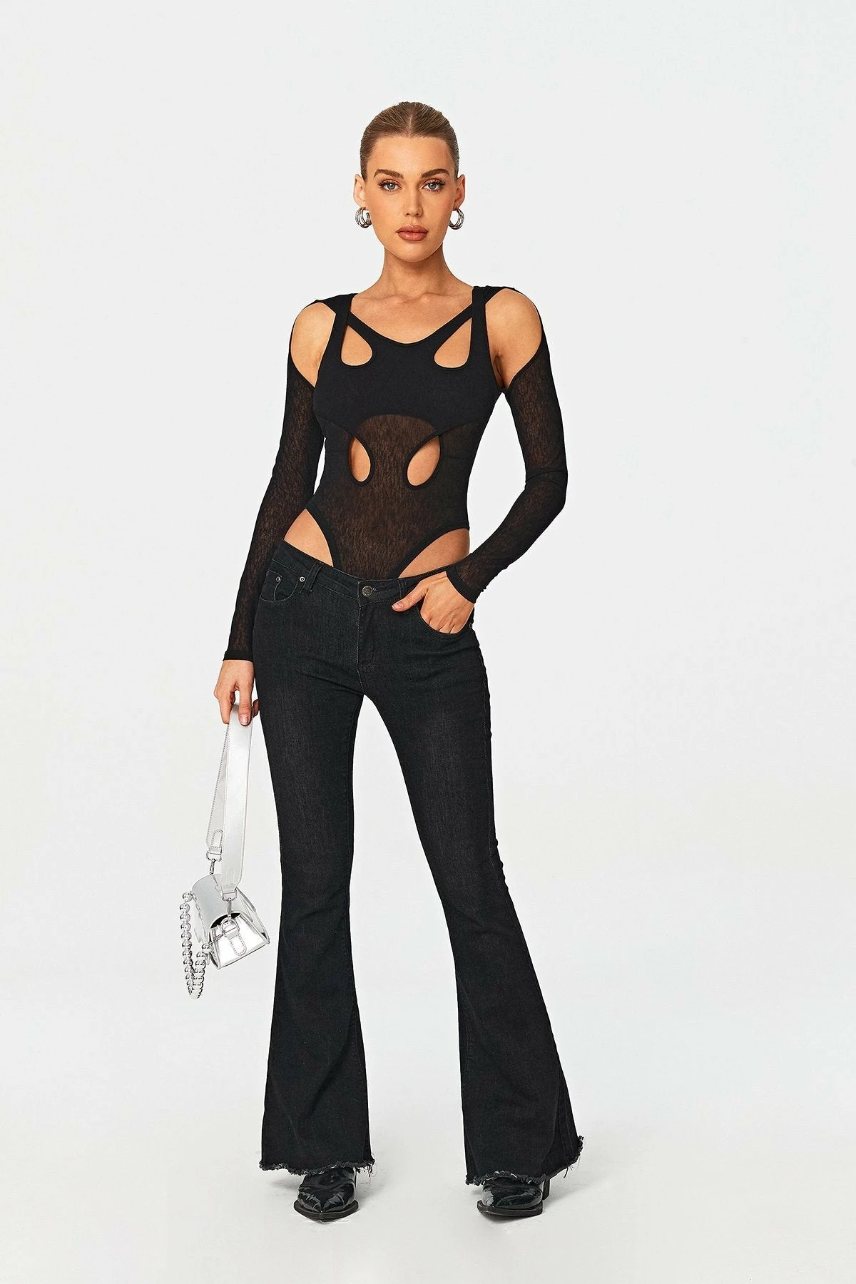 SOLADO Cut Out Cold Shoulder Long Sleeve Bodysuit 4 SOLADO Cut Out Cold Shoulder Long Sleeve Bodysuit - Image 4