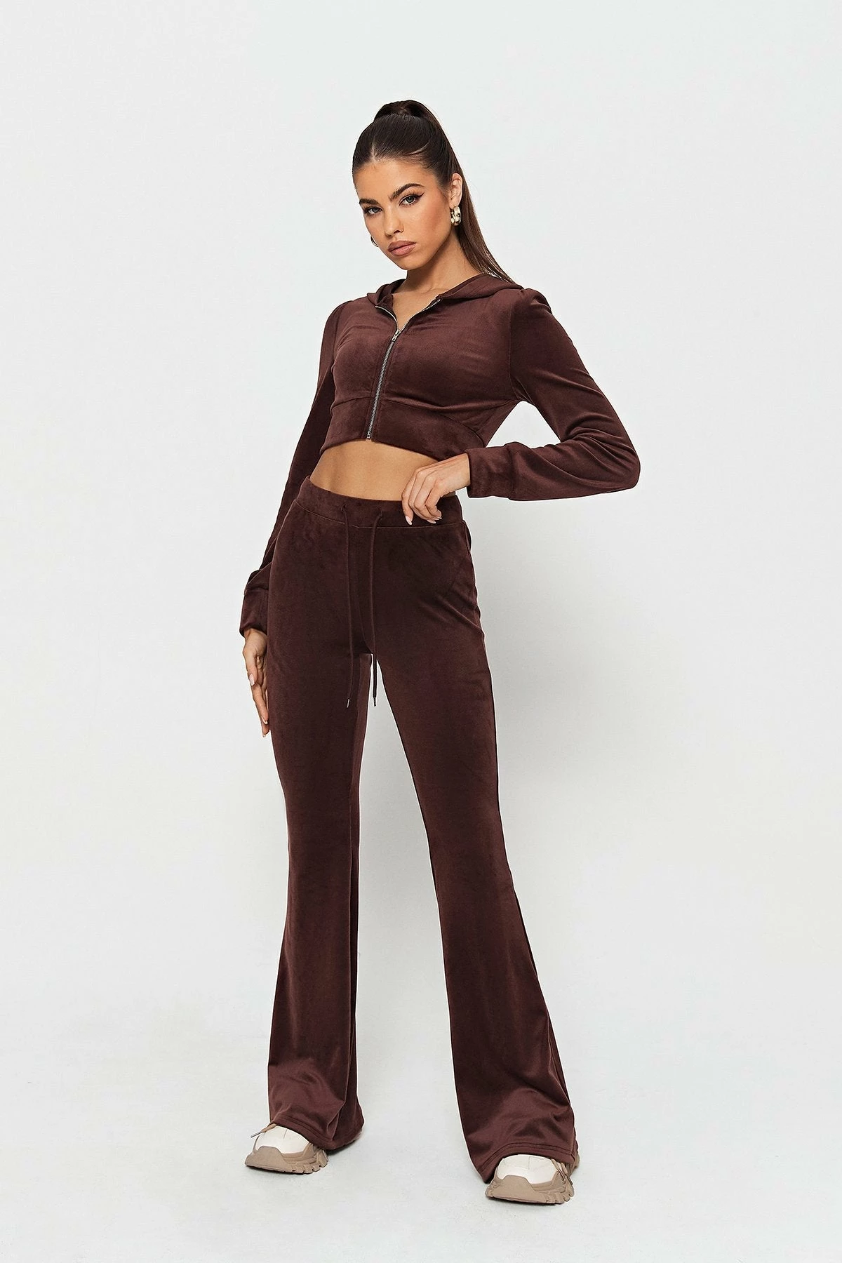 SOLADO Velvet Zipper Front Hooded Long Sleeve Cardigan 4 SOLADO Velvet Zipper Front Hooded Long Sleeve Cardigan - Image 4