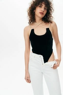 Solado Velvet Bead Decor Double Strap Bodysuit