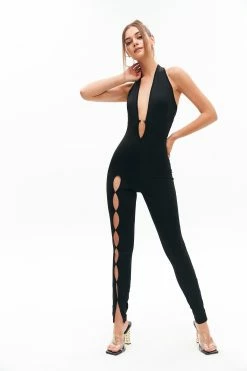 Solado Plunging Neck Cut Out Backless Jumpsuit