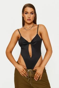 Solado Plunging Neck Cut Out Open Back Bodysuit