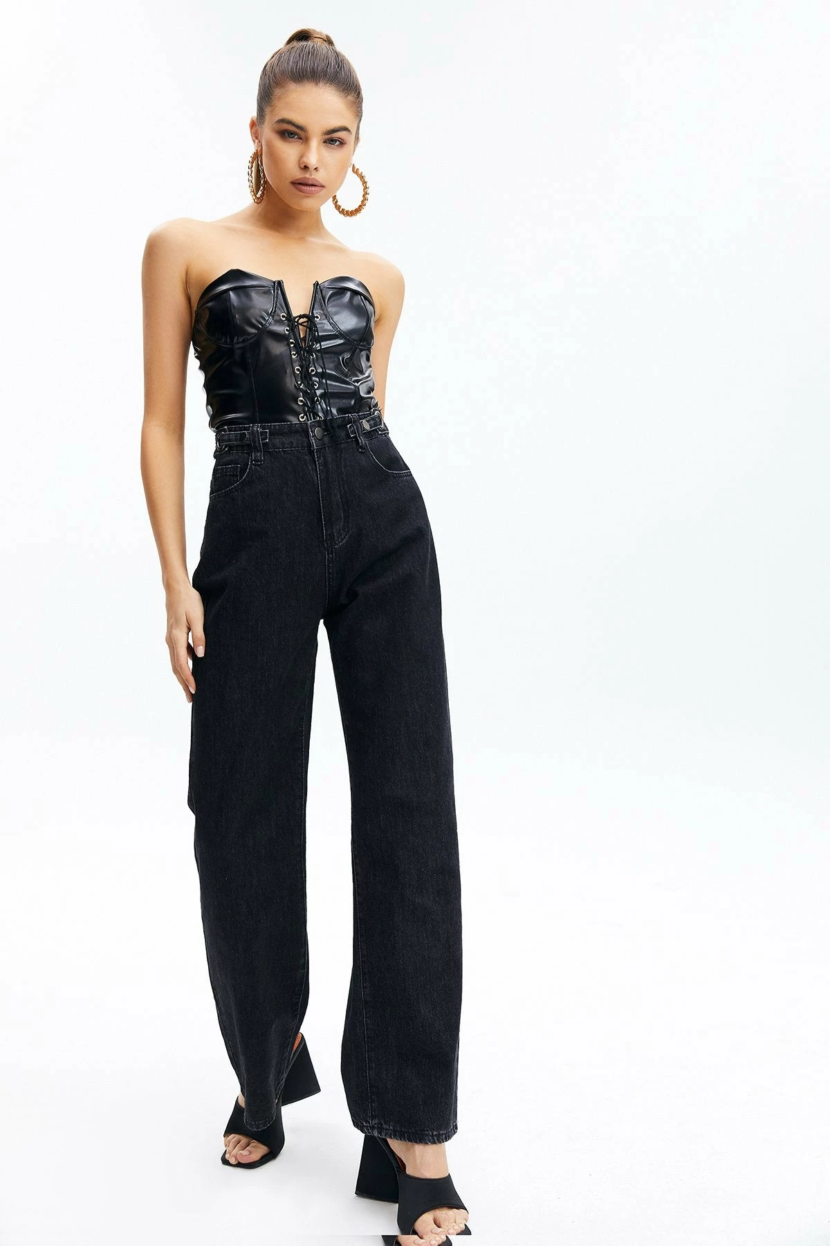 Solado Off Shoulder Lace Up Backless PU Leather Bodysuit 3 Solado Off Shoulder Lace Up Backless PU Leather Bodysuit - Image 3