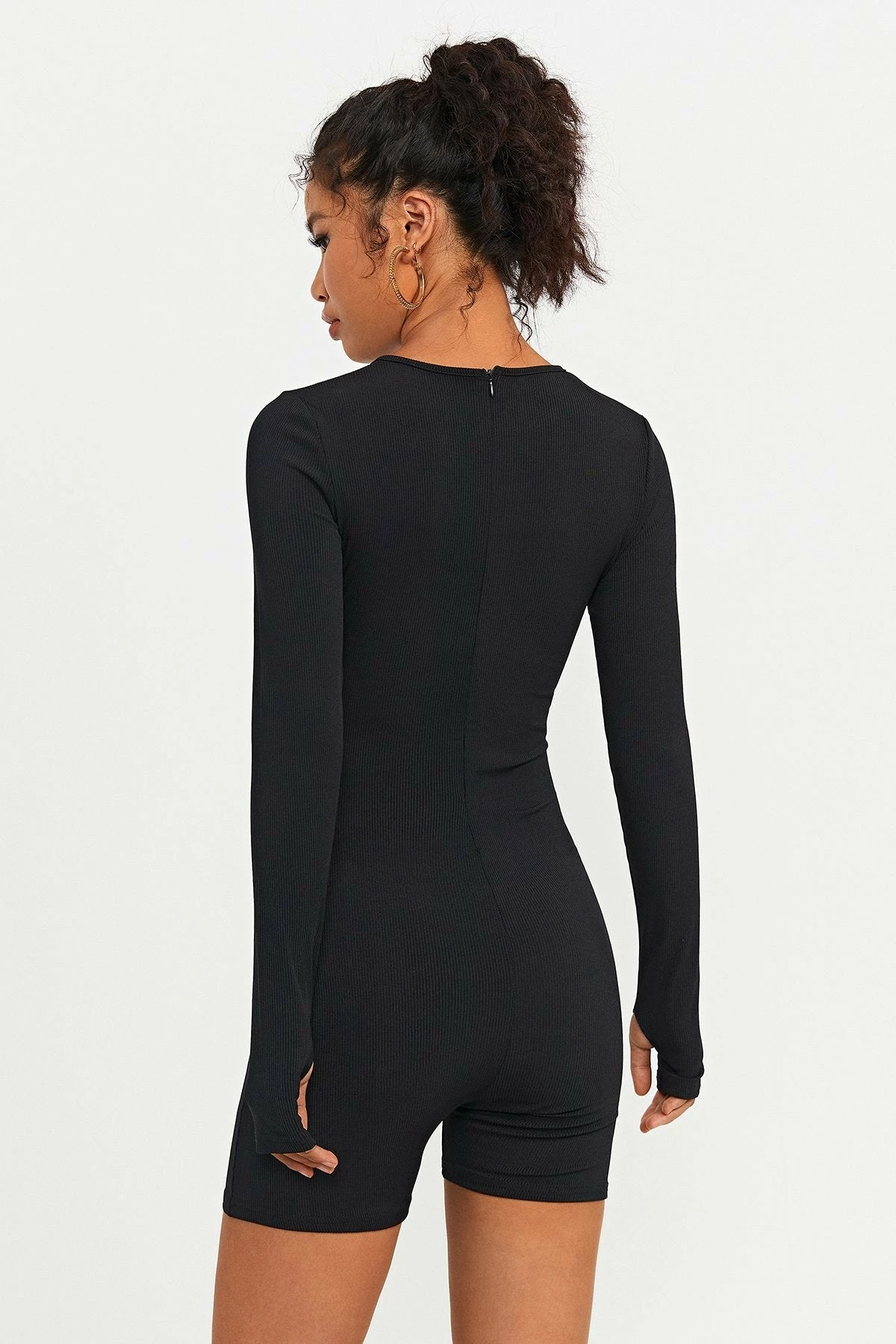 Solado Zipper Hem Thumb Hole Long Sleeve Romper Playsuit - Image 3