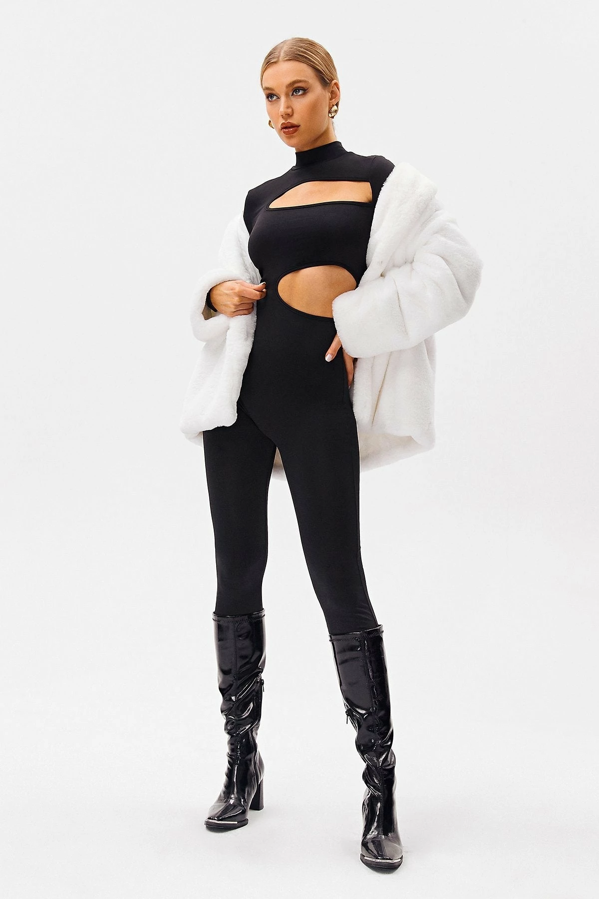 SOLADO Mock Neck Cut Out Long Sleeve Skinny Jumpsuit 2 SOLADO Mock Neck Cut Out Long Sleeve Skinny Jumpsuit - Image 2