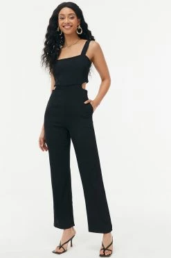 Solado Square Neck Cut Out Backless Solid Jumpsuit