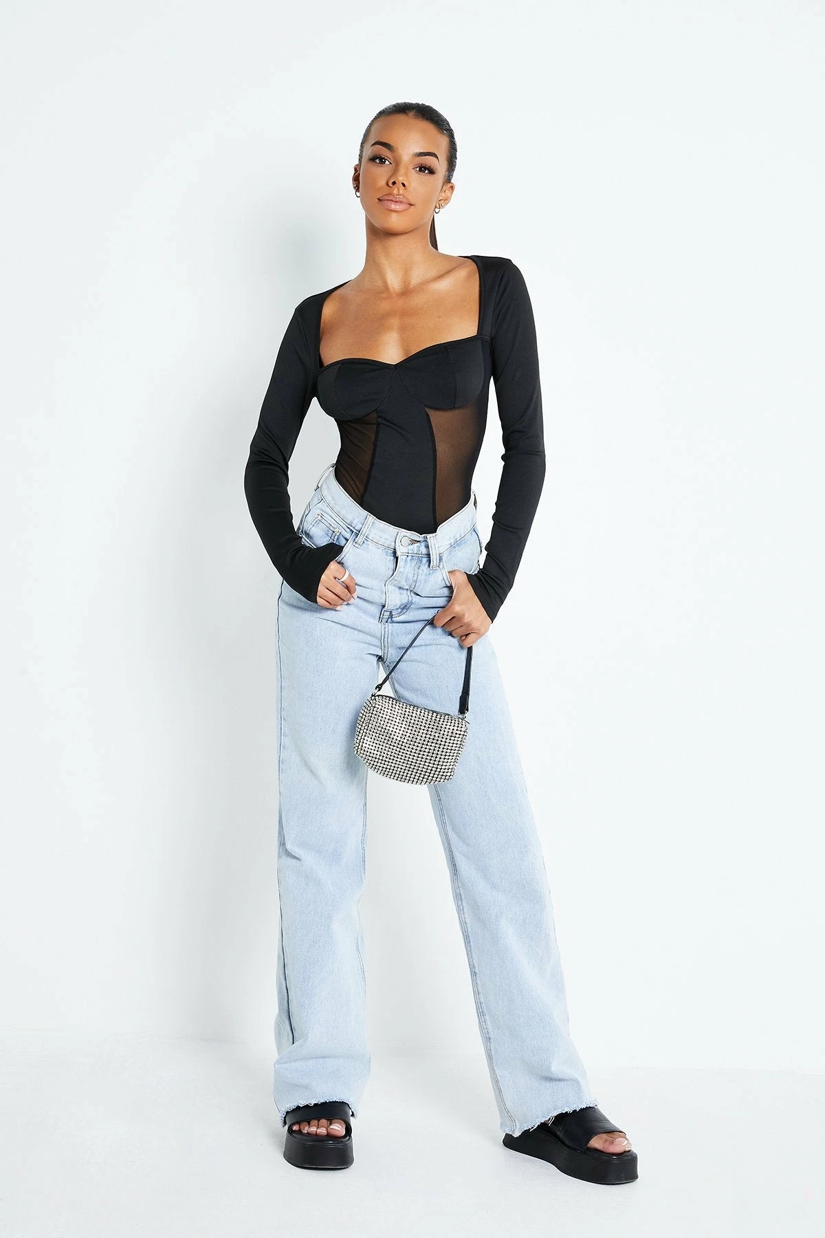 Solado Sweetheart Mesh Splicing Long Sleeve Bodysuit 4 Solado Sweetheart Mesh Splicing Long Sleeve Bodysuit - Image 4