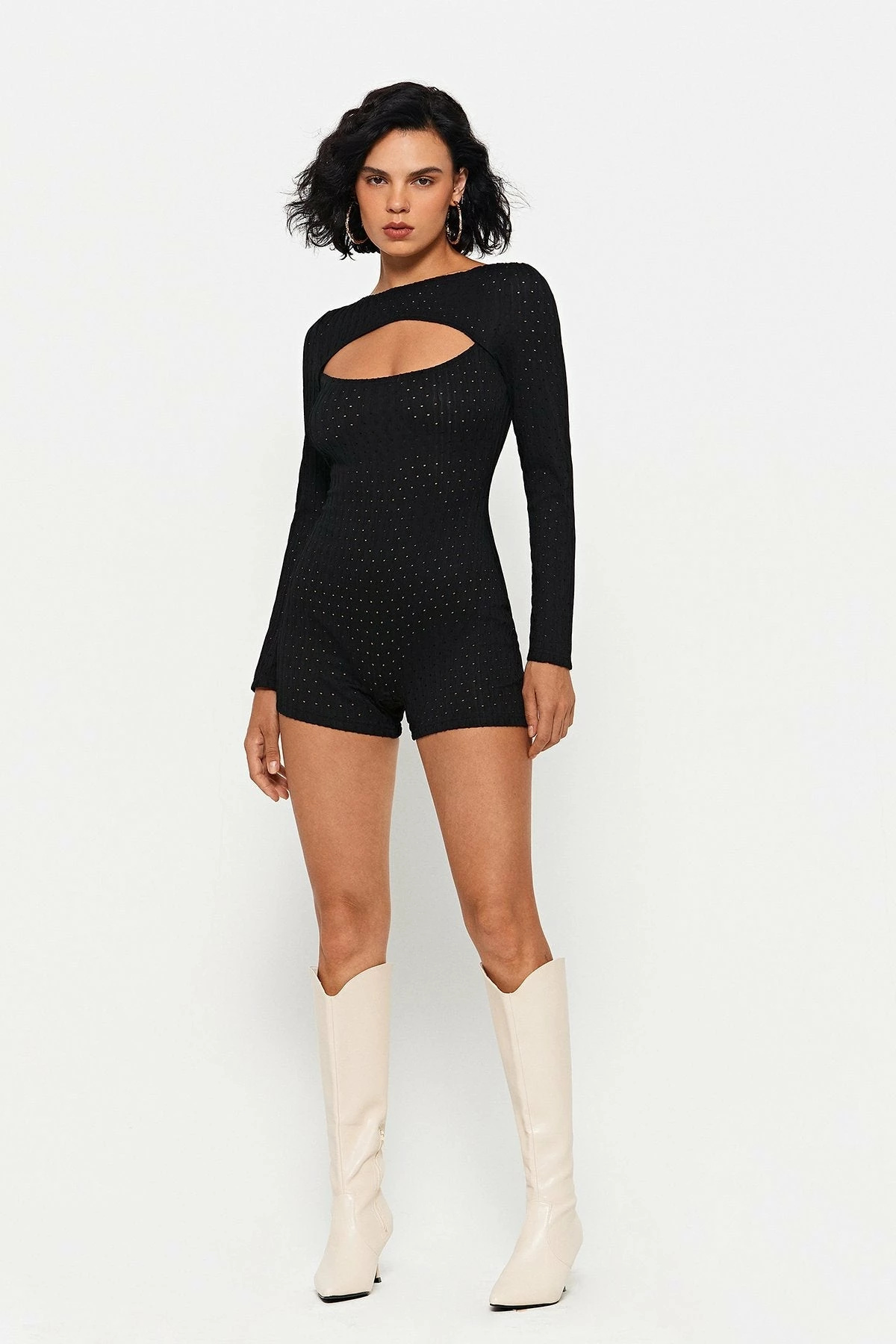 SOLADO Cut Out Backless Solid Romper Playsuit 3 SOLADO Cut Out Backless Solid Romper Playsuit - Image 3