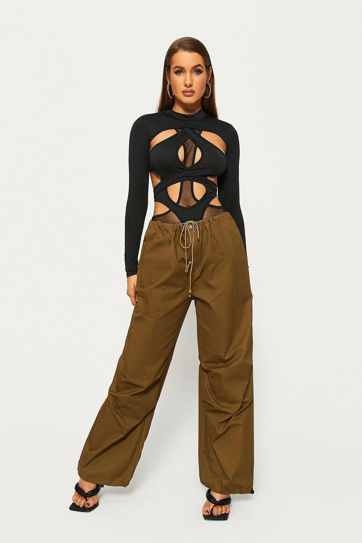 Solado Cut Out Cross Over Tie Back Long Sleeve Bodysuit - Image 4