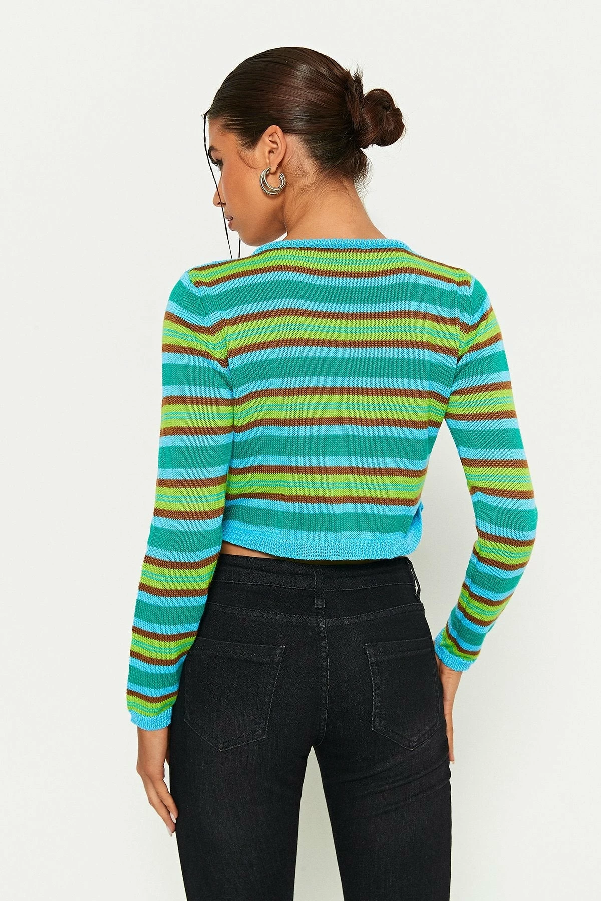 Solado Twist Front Colorblock Stripe Long Sleeve Sweater - Image 3