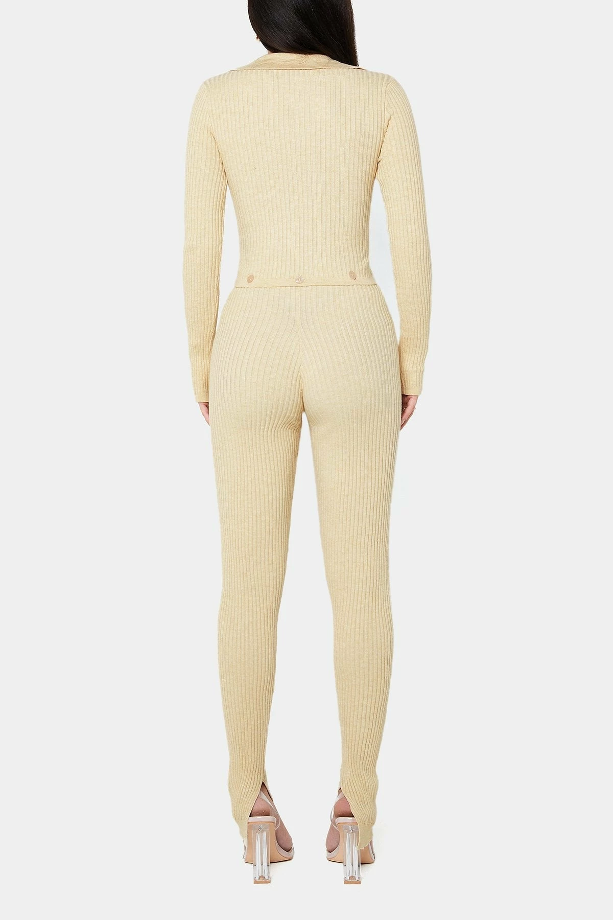 Solado Button Front Thumb Hole Split Hem Knitted Jumpsuit - Image 7