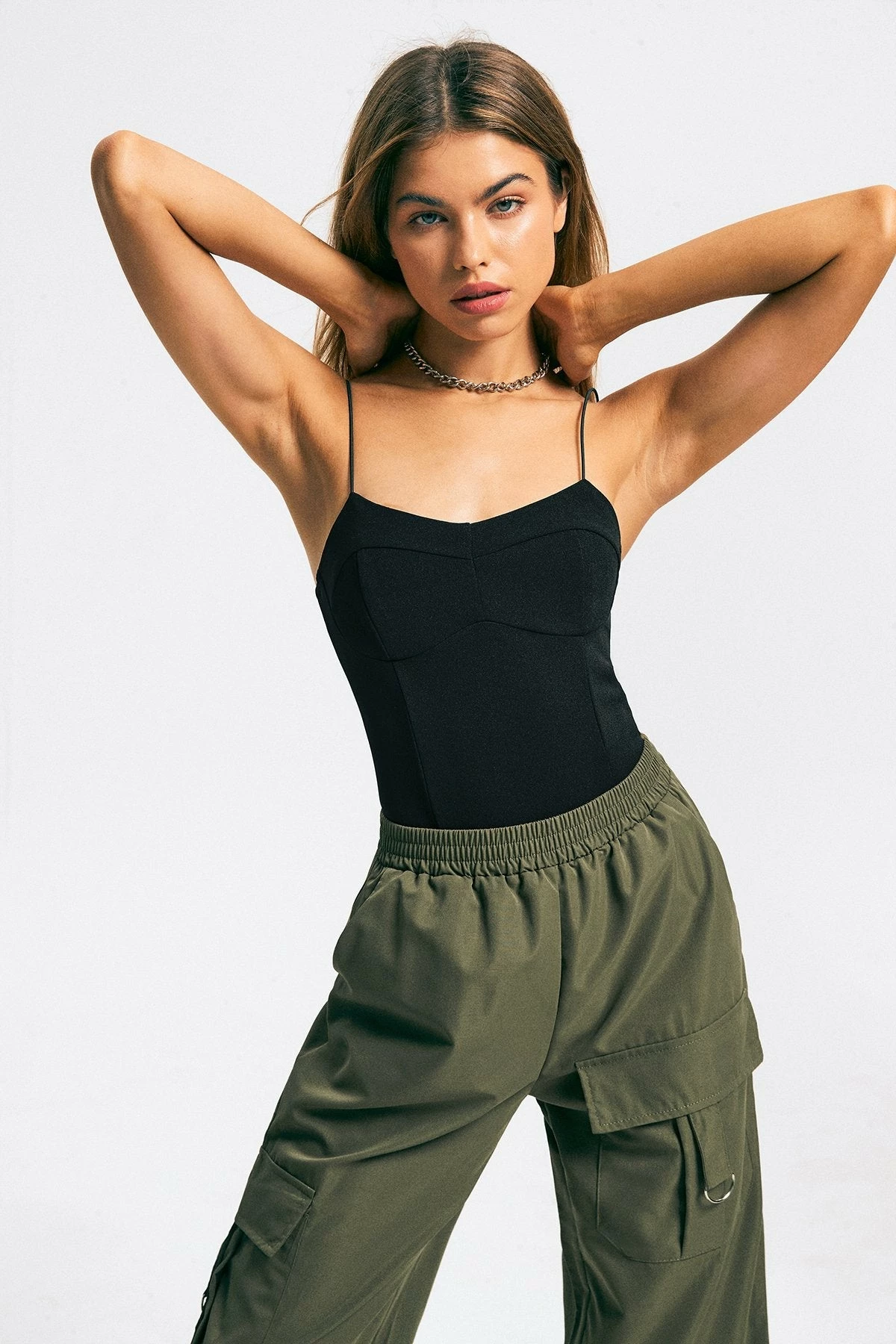 Solado Solid Splicing Backless Cami Bodysuit - Image 2