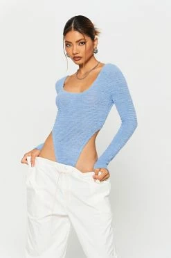 SOLADO U Neck Fluffy Long Sleeve Bodysuit