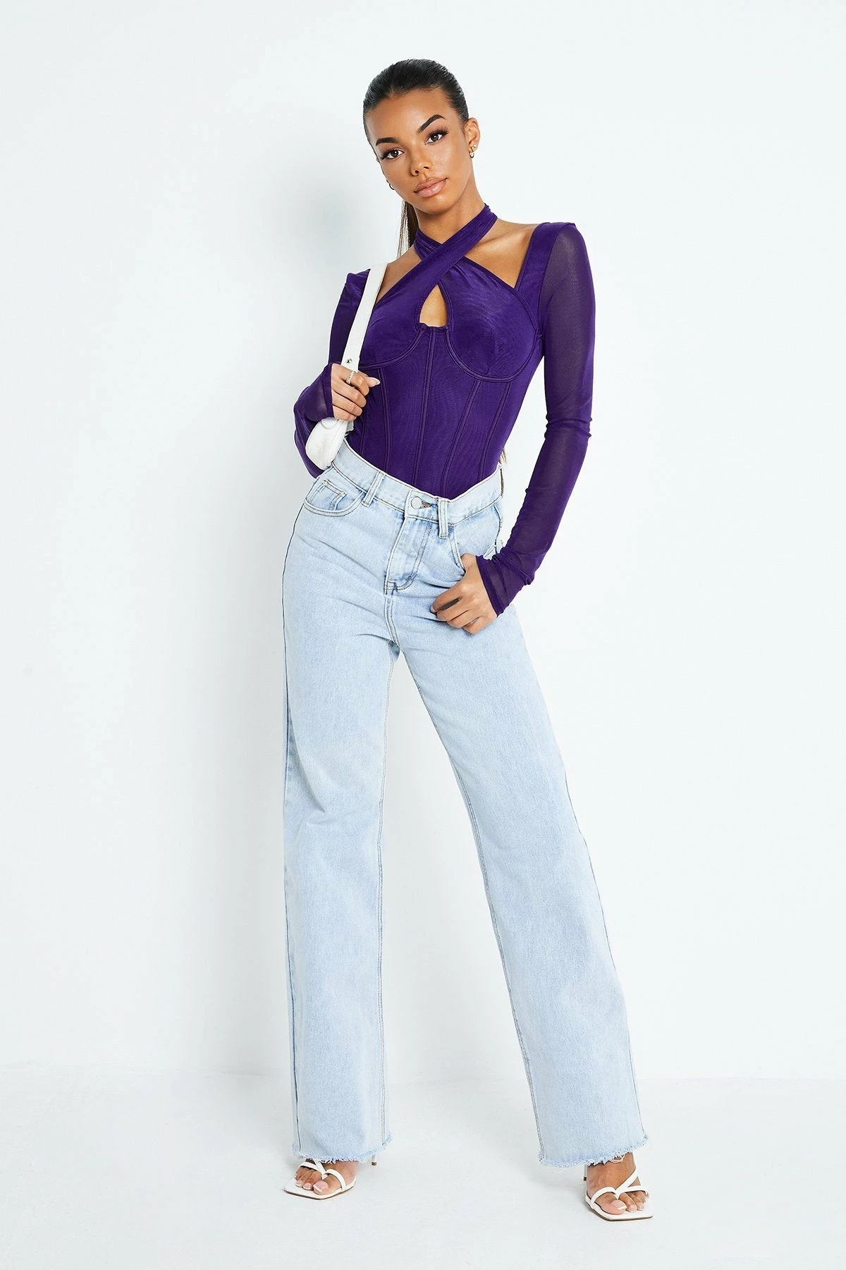Solado Halter Neck Mesh Splicing Long Sleeve Bodysuit 5 Solado Halter Neck Mesh Splicing Long Sleeve Bodysuit - Image 5
